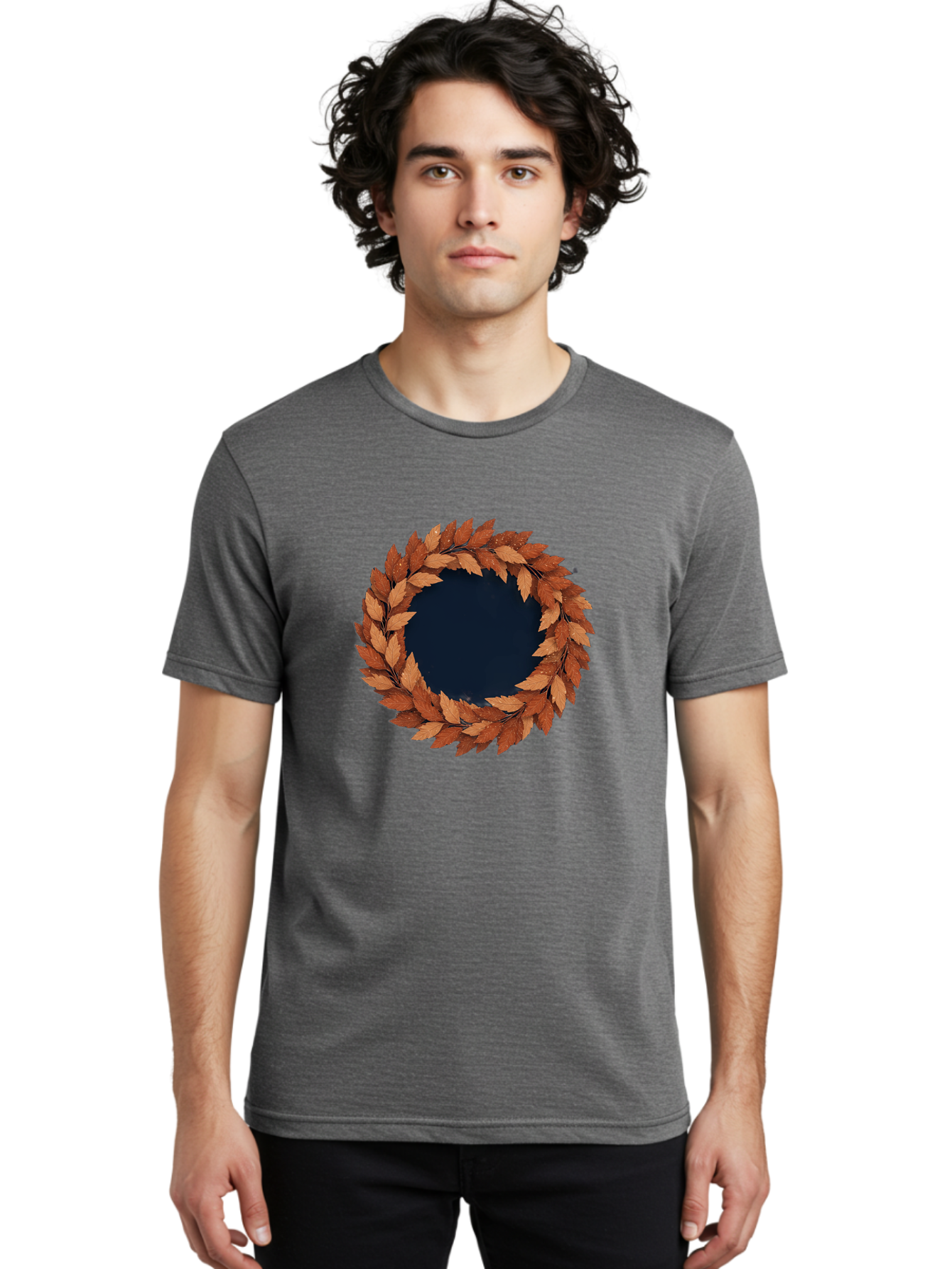 Autumn-Leaves-Wreath Men'S Graphic Tee, 100% Cotton, Comfortable Casual Summer Wear, Machine Washable, Vintage Camera, Old Camera, Antique Camera, Black Camera, Classic Photography, Photography Equipment, Nostalgic Device, Film Camera, Bah505 21