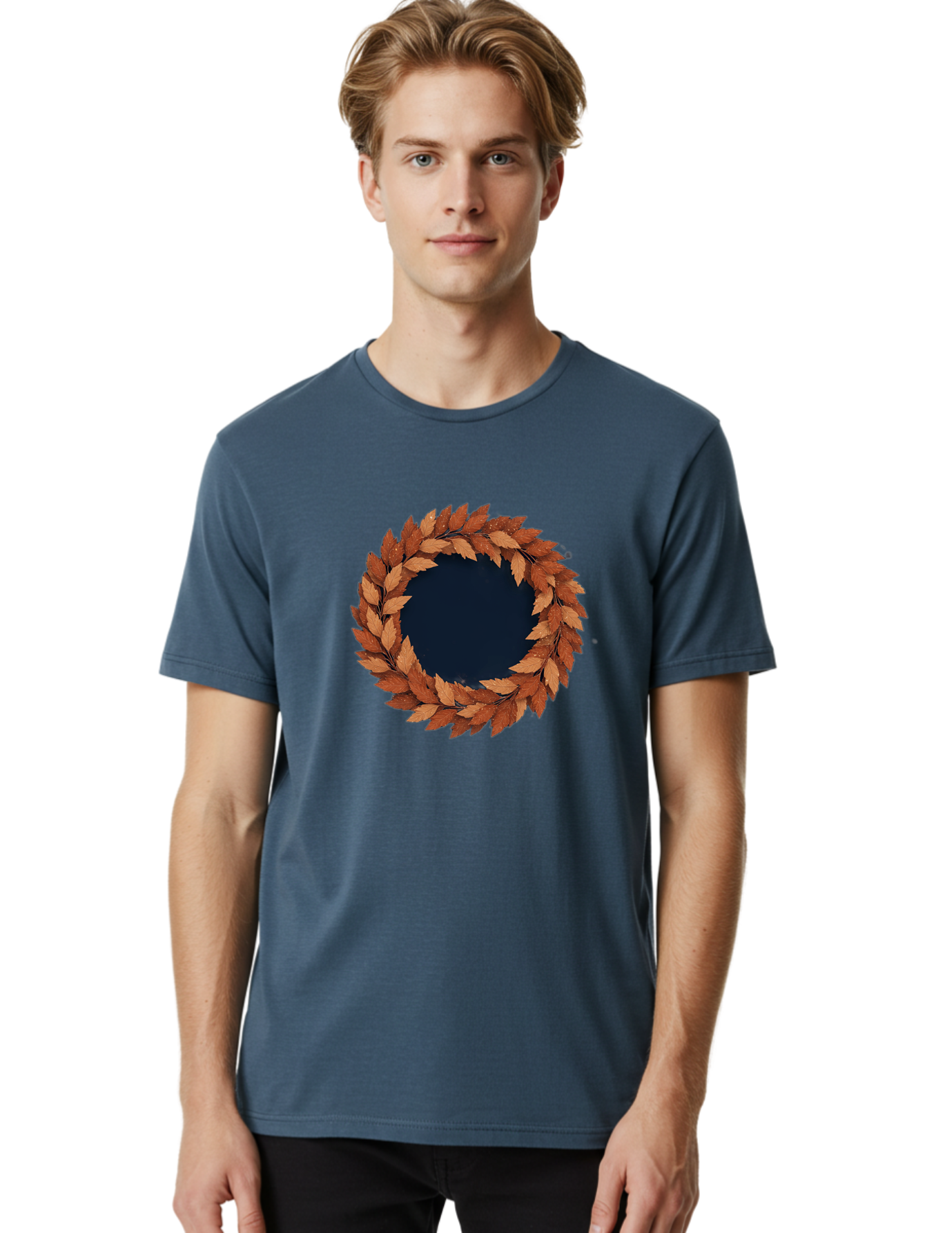 Autumn-Leaves-Wreath Men'S Graphic Tee, 100% Cotton, Comfortable Casual Summer Wear, Machine Washable, Vintage Camera, Old Camera, Antique Camera, Black Camera, Classic Photography, Photography Equipment, Nostalgic Device, Film Camera, Bah505 16