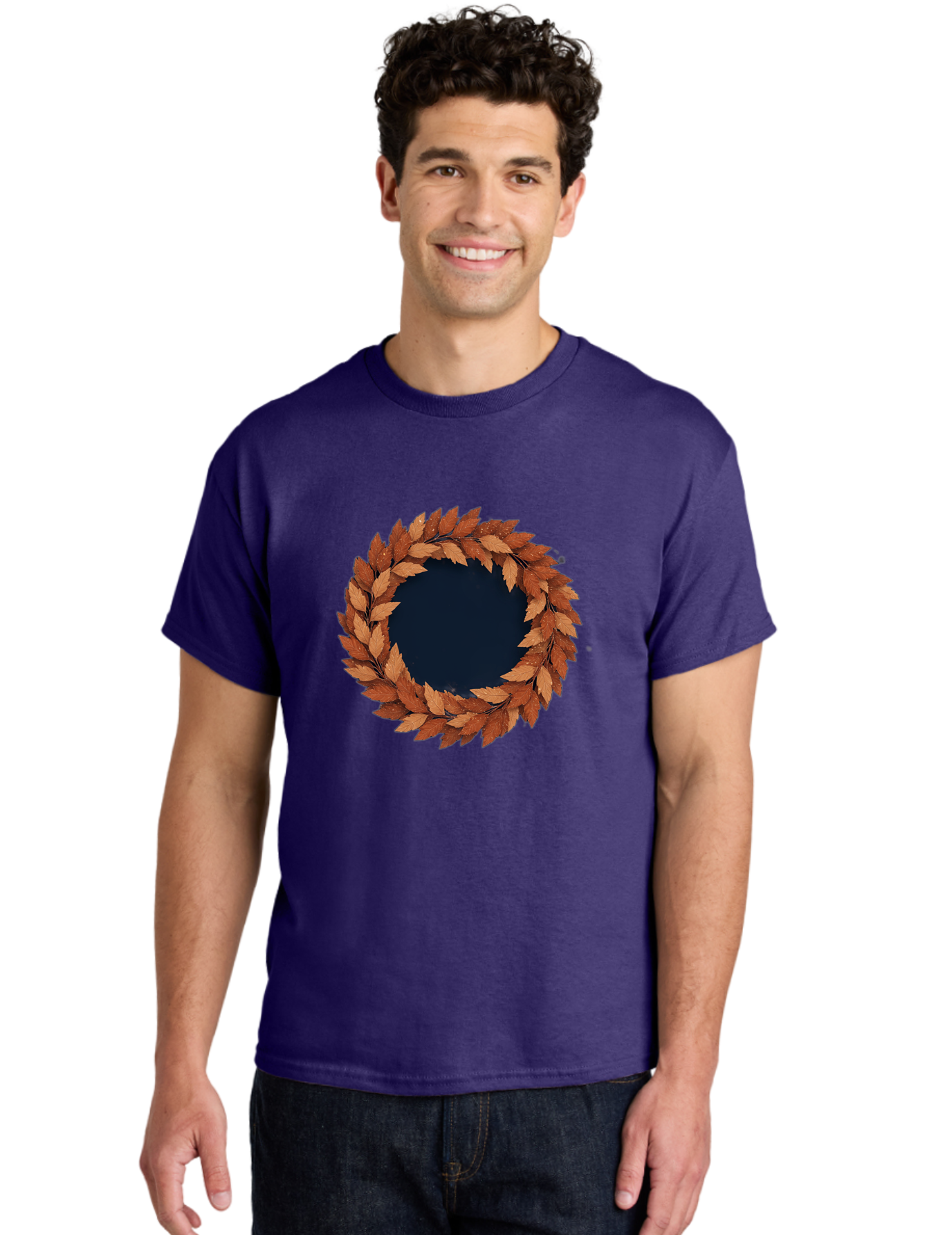 Autumn-Leaves-Wreath Men'S Graphic Tee, 100% Cotton, Comfortable Casual Summer Wear, Machine Washable, Vintage Camera, Old Camera, Antique Camera, Black Camera, Classic Photography, Photography Equipment, Nostalgic Device, Film Camera, Bah505 24