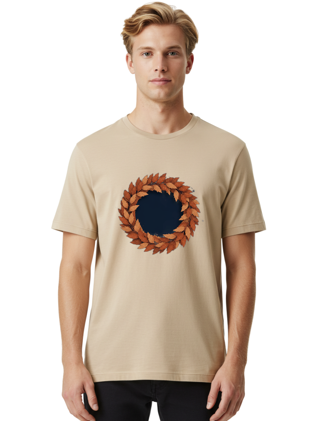 Autumn-Leaves-Wreath Men'S Graphic Tee, 100% Cotton, Comfortable Casual Summer Wear, Machine Washable, Vintage Camera, Old Camera, Antique Camera, Black Camera, Classic Photography, Photography Equipment, Nostalgic Device, Film Camera, Bah505 27