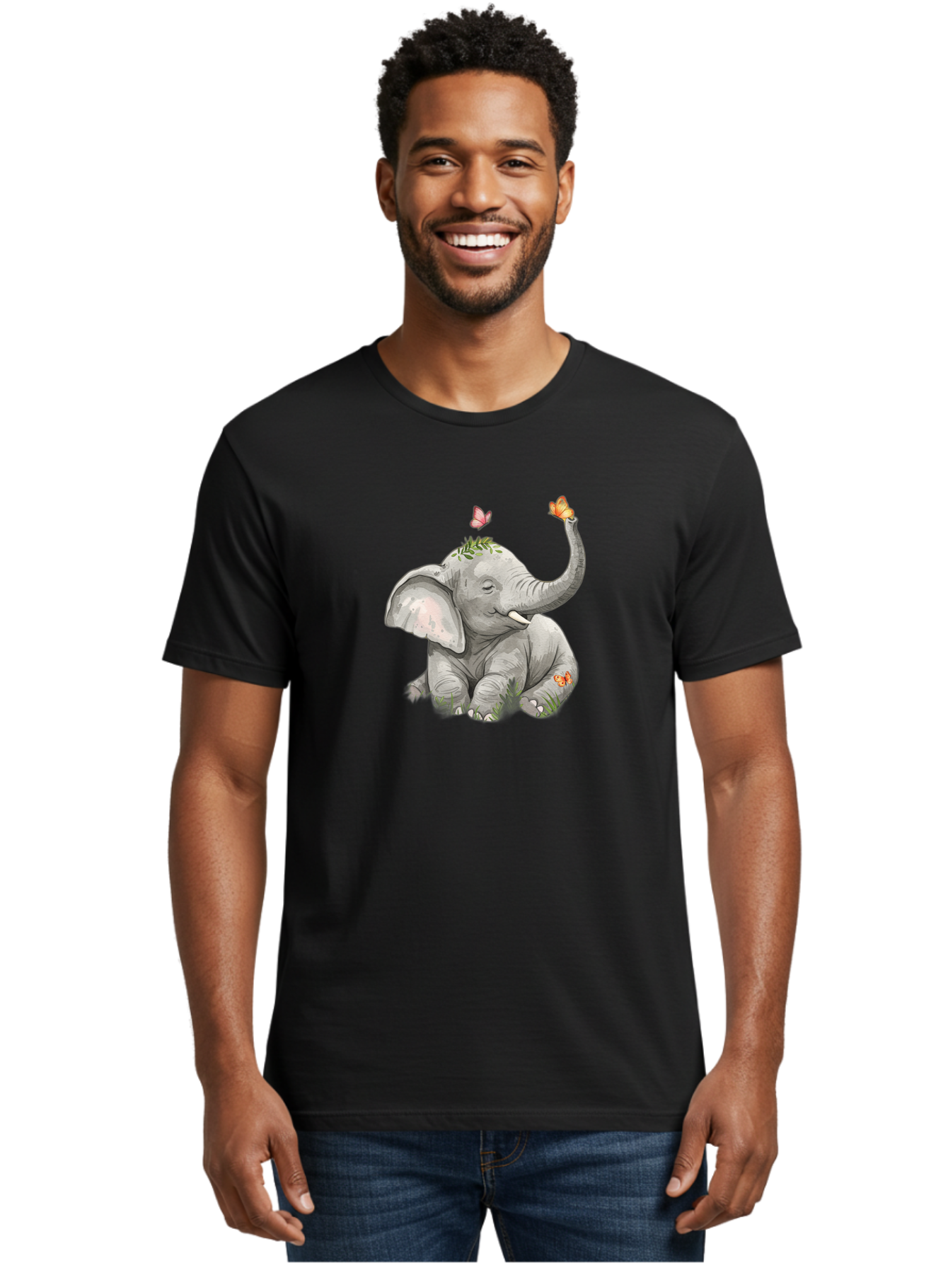 Baby-Elephant-With-Butterflies Men'S Graphic Tee, 100% Cotton, Comfortable Casual Summer Wear, Machine Washable, Vintage Camera, Old Camera, Antique Camera, Black Camera, Classic Photography, Photography Equipment, Nostalgic Device, Bah548 23