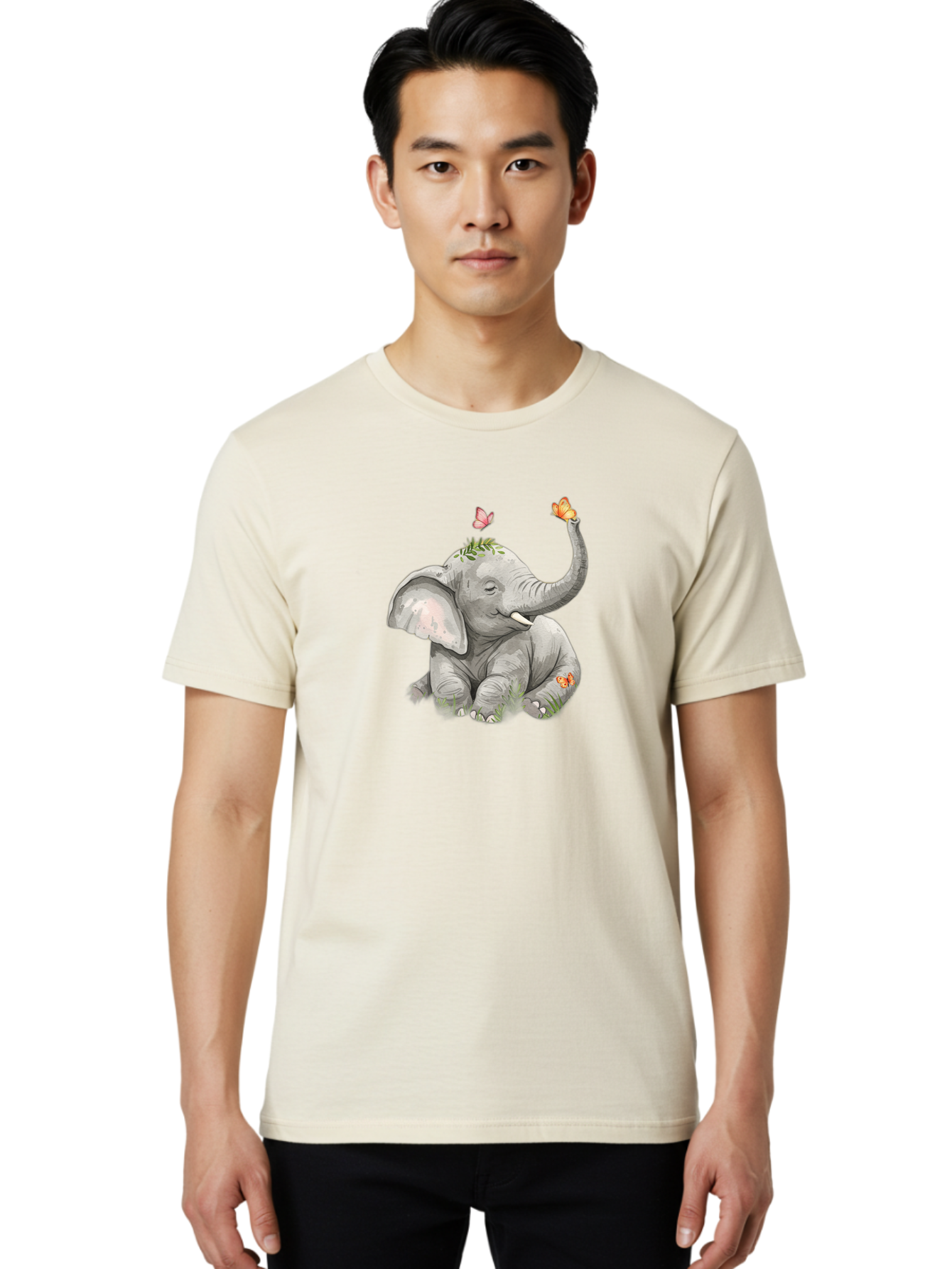 Baby-Elephant-With-Butterflies Men'S Graphic Tee, 100% Cotton, Comfortable Casual Summer Wear, Machine Washable, Vintage Camera, Old Camera, Antique Camera, Black Camera, Classic Photography, Photography Equipment, Nostalgic Device, Bah548 17
