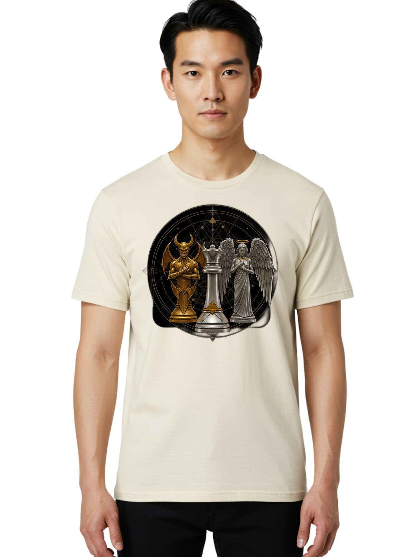 Baphomet-Angel-Queen Men'S Graphic Tee, 100% Cotton, Comfortable Casual Summer Wear, Machine Washable, Vintage Camera, Old Camera, Antique Camera, Black Camera, Classic Photography, Photography Equipment, Nostalgic Device, Film Camera, Bah550 25