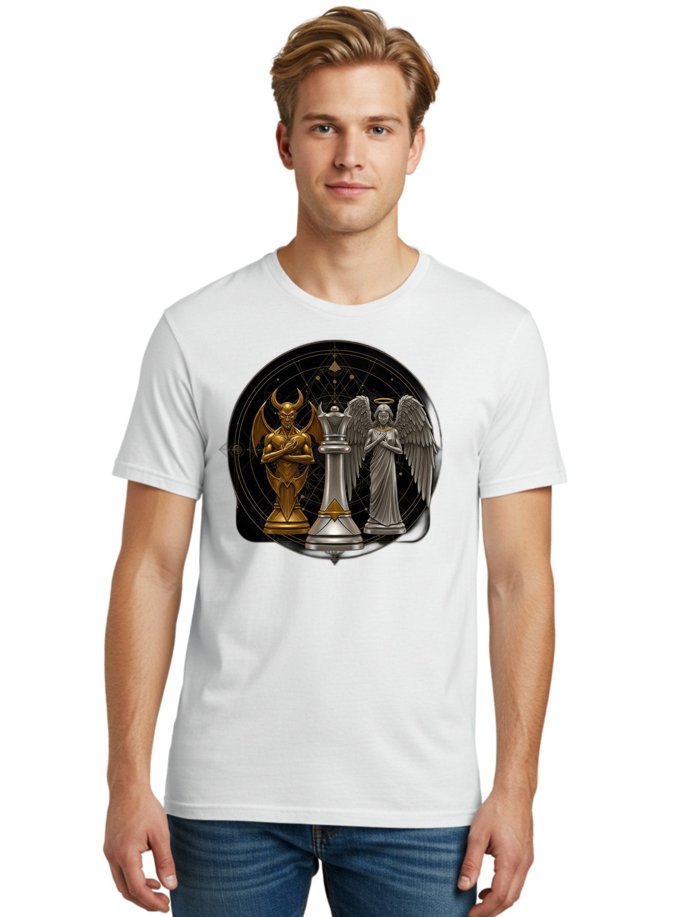 Baphomet-Angel-Queen Men'S Graphic Tee, 100% Cotton, Comfortable Casual Summer Wear, Machine Washable, Vintage Camera, Old Camera, Antique Camera, Black Camera, Classic Photography, Photography Equipment, Nostalgic Device, Film Camera, Bah550 30