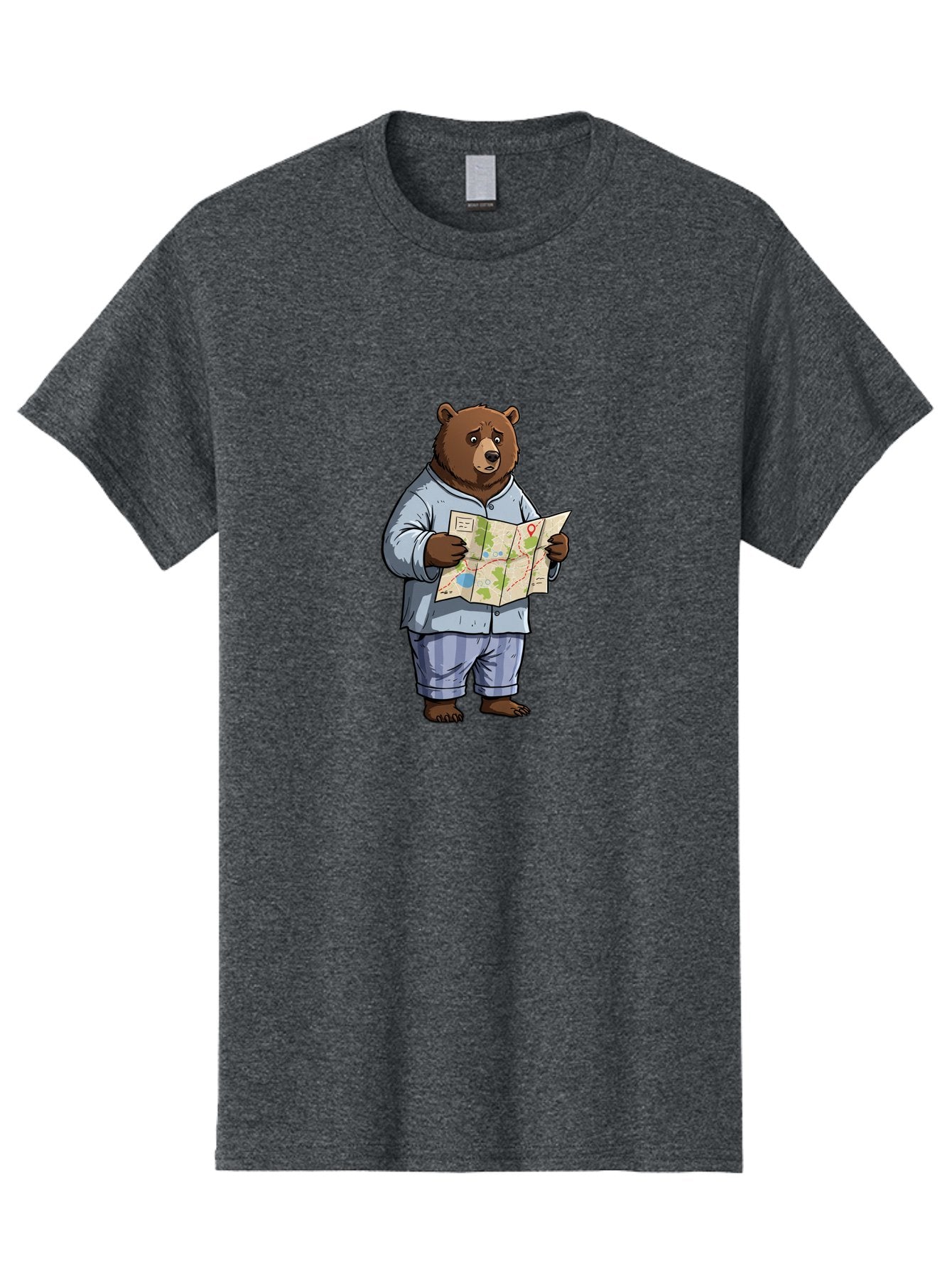 Bear-With-Map Men'S Graphic Tee, 100% Cotton, Comfortable Casual Summer Wear, Machine Washable, Vintage Camera, Old Camera, Antique Camera, Black Camera, Classic Photography, Photography Equipment, Nostalgic Device, Film Camera, Camera Art Bah590
