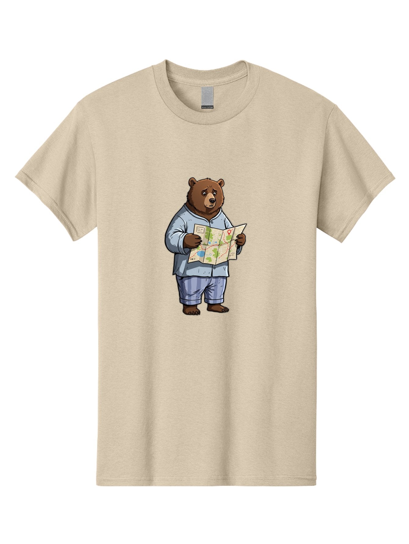 Bear-With-Map Men'S Graphic Tee, 100% Cotton, Comfortable Casual Summer Wear, Machine Washable, Vintage Camera, Old Camera, Antique Camera, Black Camera, Classic Photography, Photography Equipment, Nostalgic Device, Film Camera, Camera Art Bah590