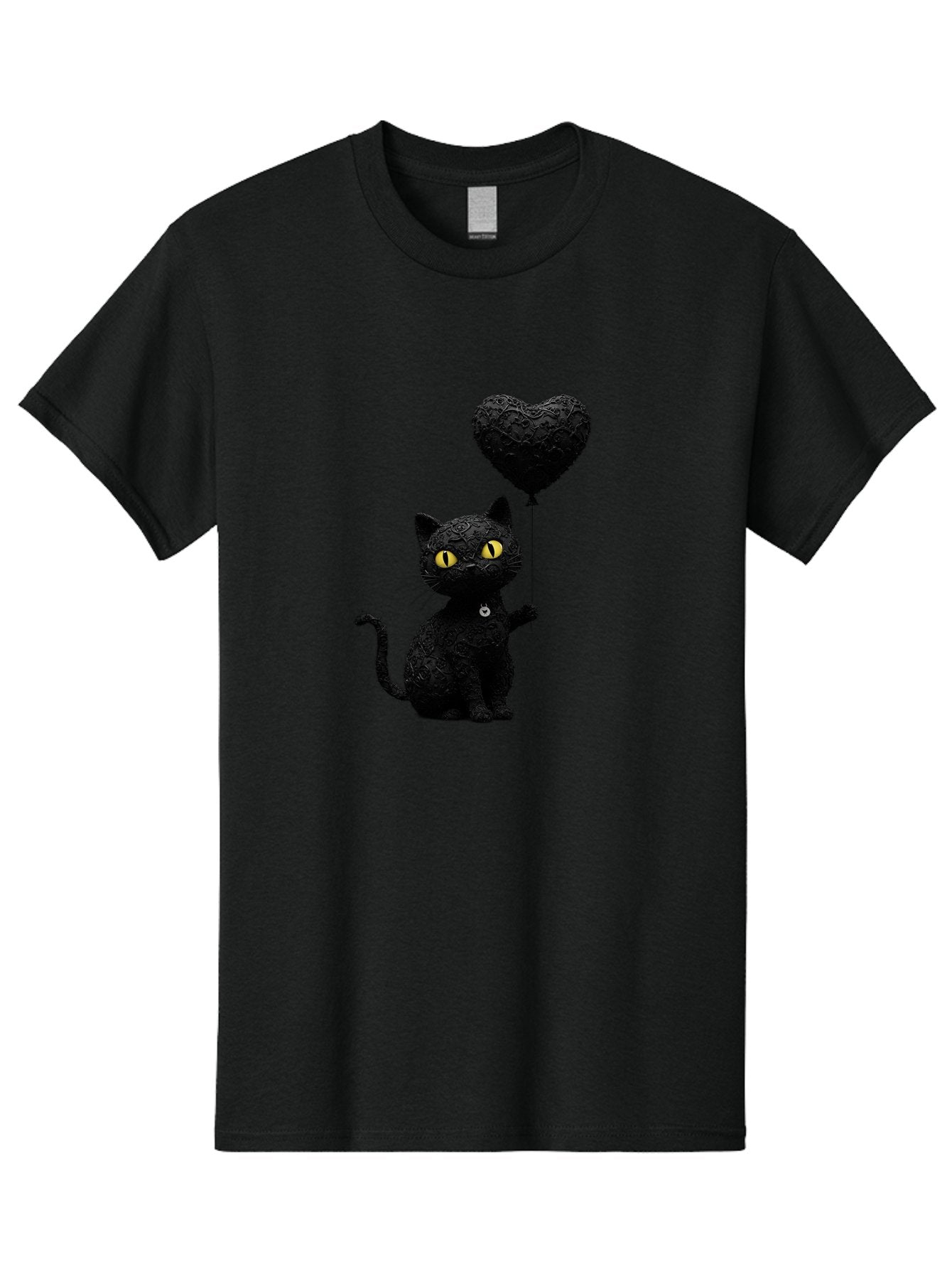 Black-Cat-With-Heart-Balloon Men'S Graphic Tee, 100% Cotton, Comfortable Casual Summer Wear, Machine Washable, Vintage Camera, Old Camera, Antique Camera, Black Camera, Classic Photography, Photography Equipment, Nostalgic Device, Film Camera, Bah593