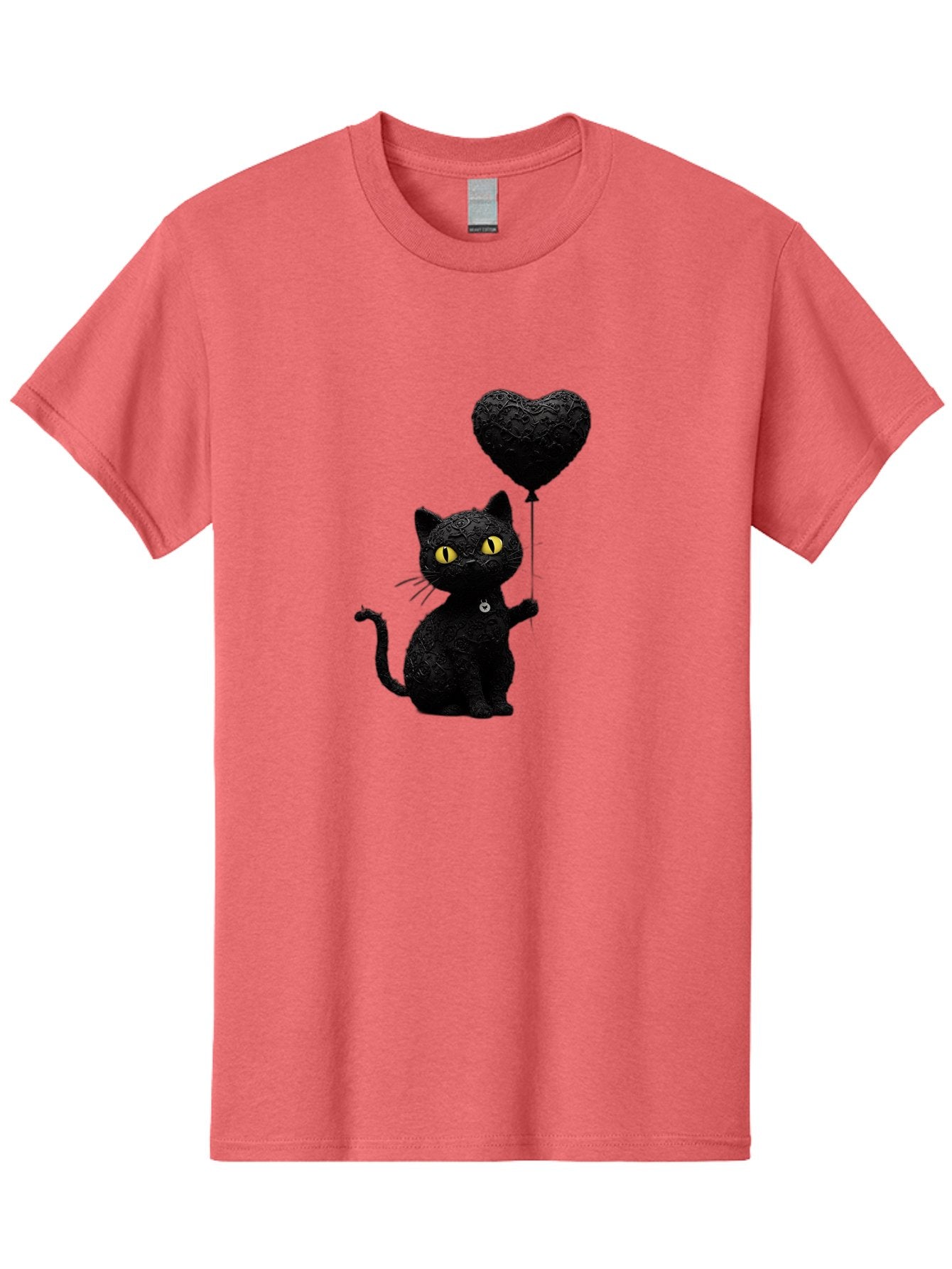 Black-Cat-With-Heart-Balloon Men'S Graphic Tee, 100% Cotton, Comfortable Casual Summer Wear, Machine Washable, Vintage Camera, Old Camera, Antique Camera, Black Camera, Classic Photography, Photography Equipment, Nostalgic Device, Film Camera, Bah593 3