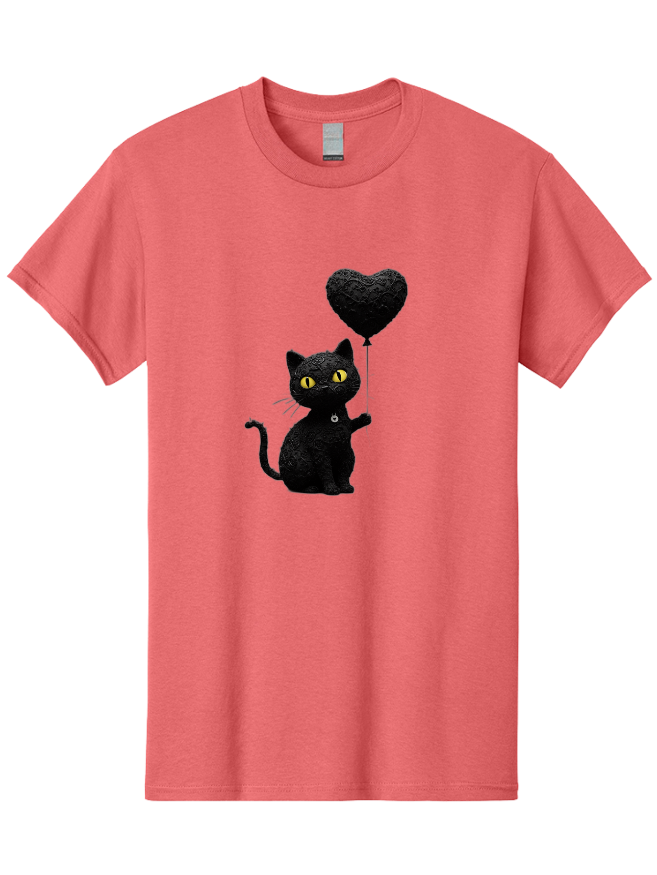 Black-Cat-With-Heart-Balloon Men'S Graphic Tee, 100% Cotton, Comfortable Casual Summer Wear, Machine Washable, Vintage Camera, Old Camera, Antique Camera, Black Camera, Classic Photography, Photography Equipment, Nostalgic Device, Film Camera, Bah593 9