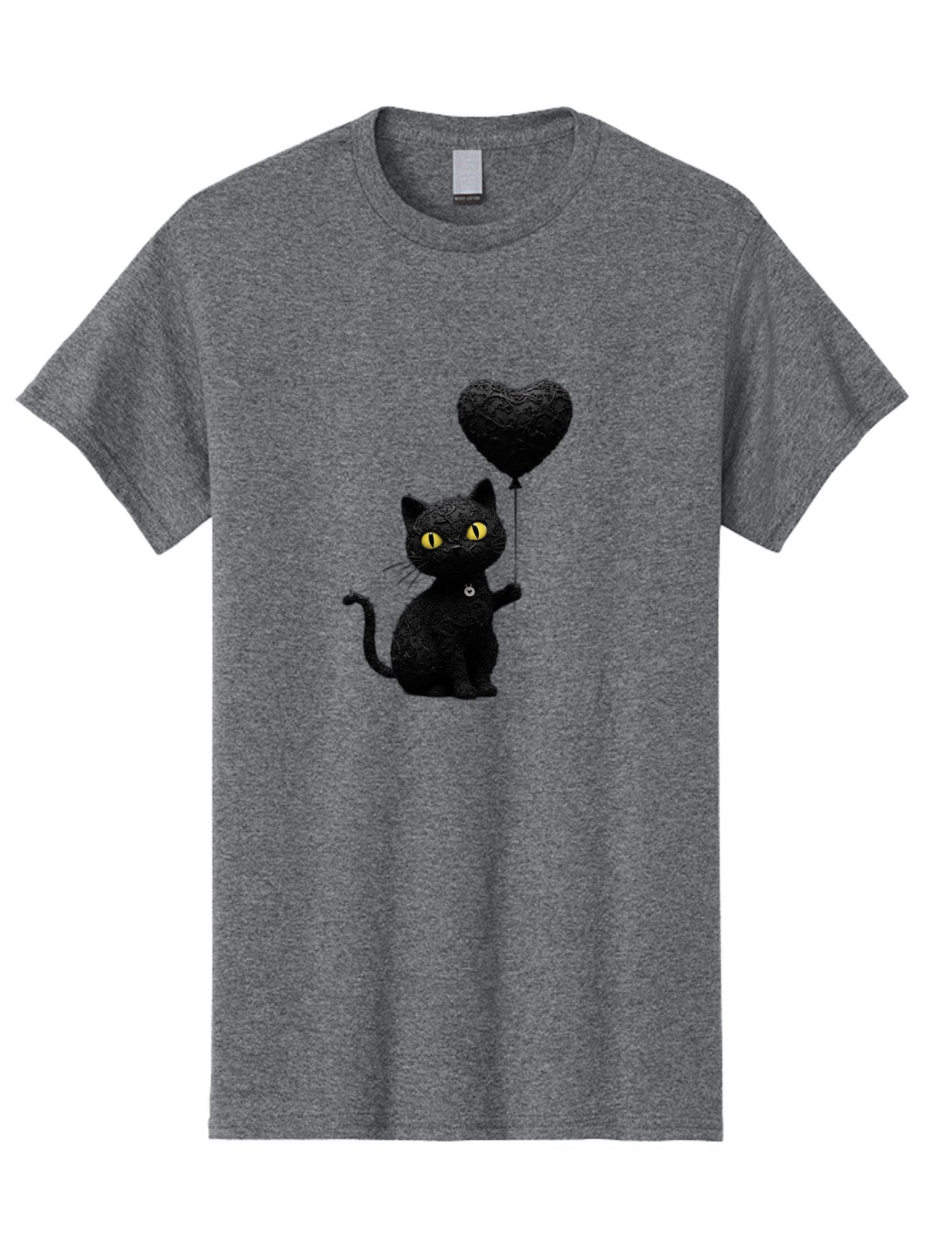 Black-Cat-With-Heart-Balloon Men'S Graphic Tee, 100% Cotton, Comfortable Casual Summer Wear, Machine Washable, Vintage Camera, Old Camera, Antique Camera, Black Camera, Classic Photography, Photography Equipment, Nostalgic Device, Film Camera, Bah593 13