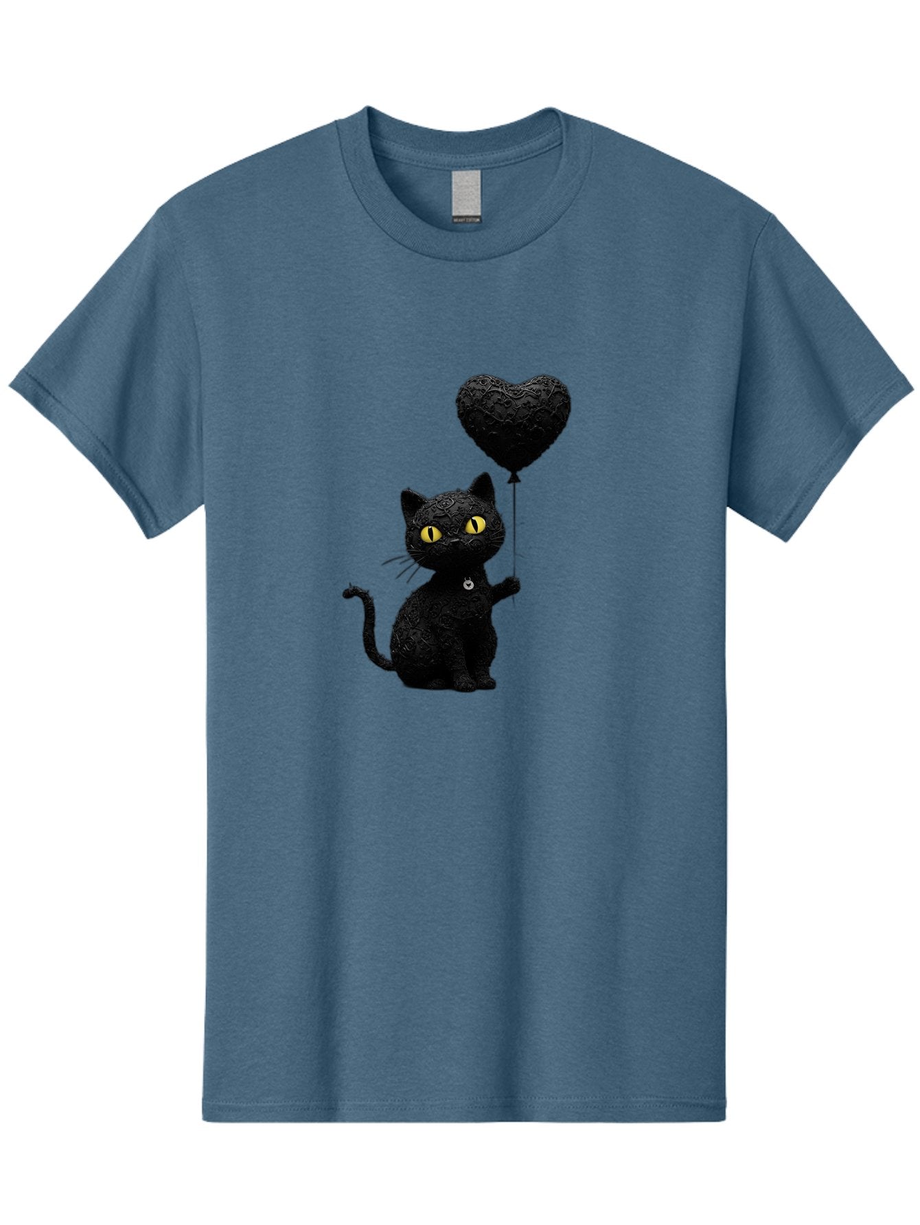 Black-Cat-With-Heart-Balloon Men'S Graphic Tee, 100% Cotton, Comfortable Casual Summer Wear, Machine Washable, Vintage Camera, Old Camera, Antique Camera, Black Camera, Classic Photography, Photography Equipment, Nostalgic Device, Film Camera, Bah593