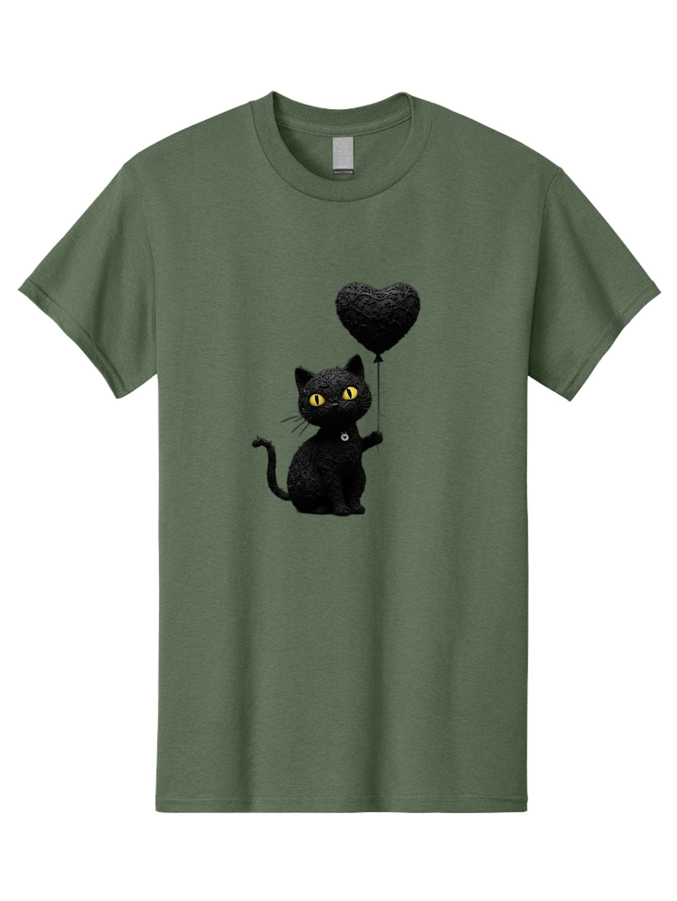 Black-Cat-With-Heart-Balloon Men'S Graphic Tee, 100% Cotton, Comfortable Casual Summer Wear, Machine Washable, Vintage Camera, Old Camera, Antique Camera, Black Camera, Classic Photography, Photography Equipment, Nostalgic Device, Film Camera, Bah593 9
