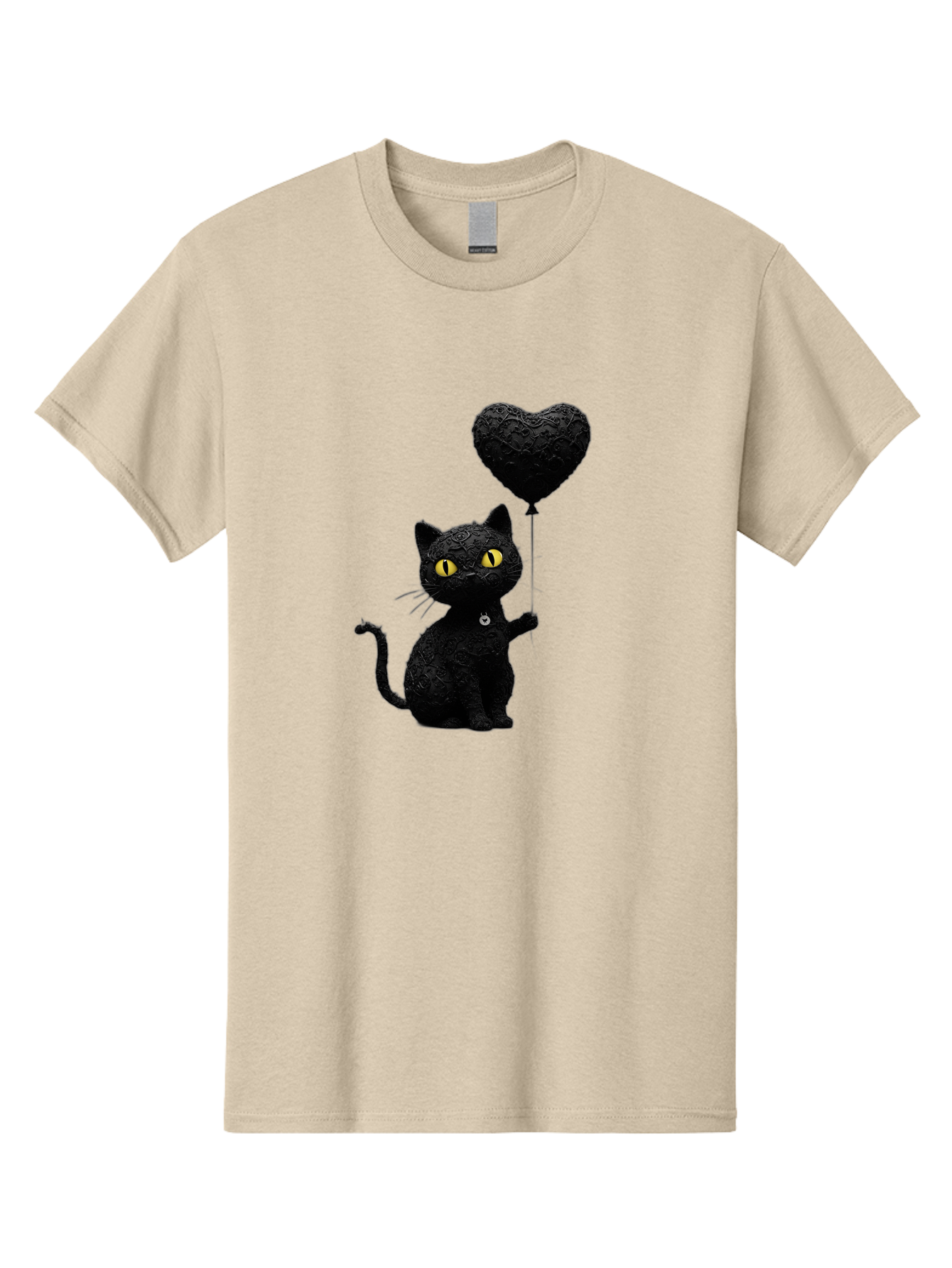 Black-Cat-With-Heart-Balloon Men'S Graphic Tee, 100% Cotton, Comfortable Casual Summer Wear, Machine Washable, Vintage Camera, Old Camera, Antique Camera, Black Camera, Classic Photography, Photography Equipment, Nostalgic Device, Film Camera, Bah593