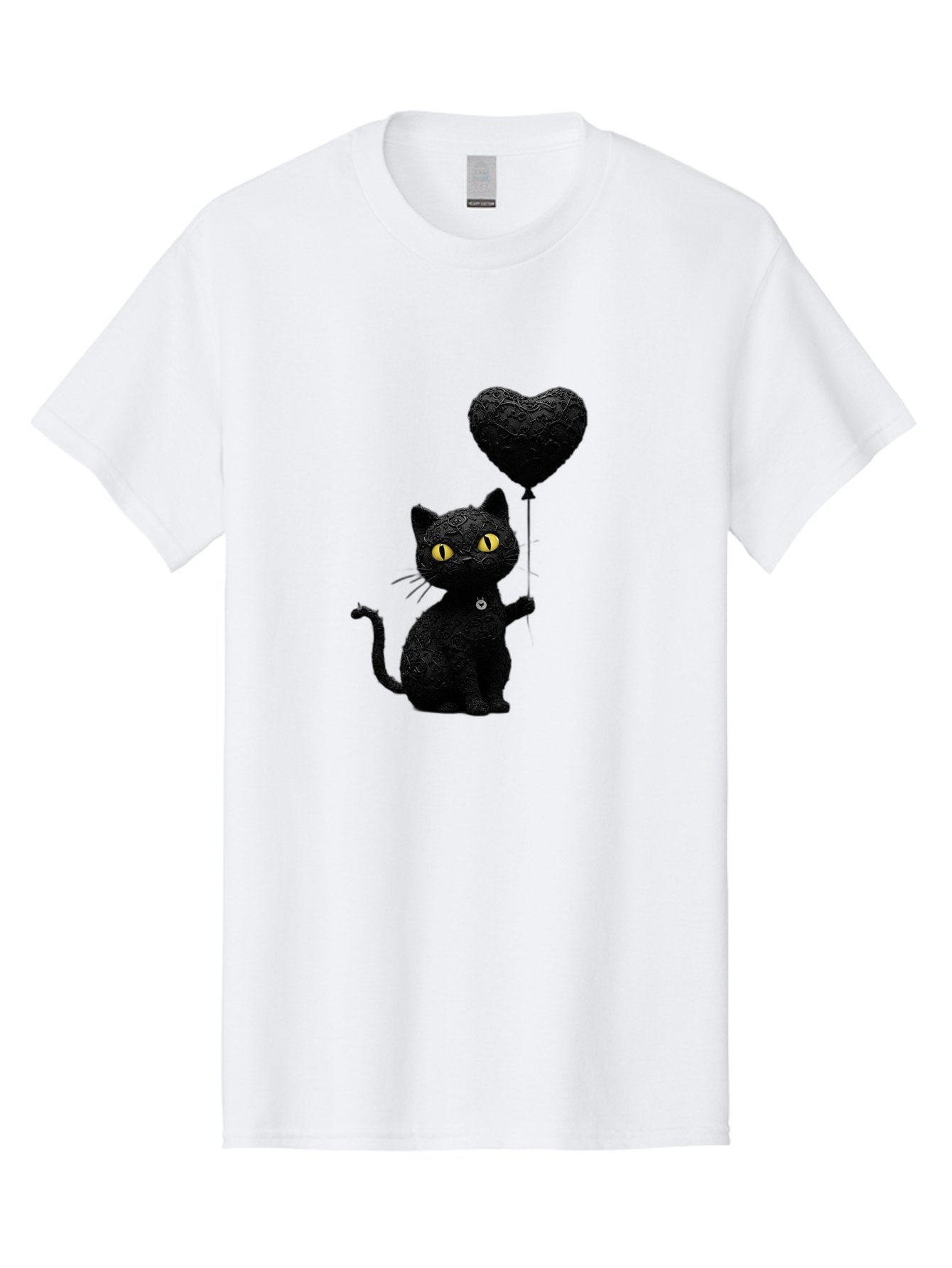 Black-Cat-With-Heart-Balloon Men'S Graphic Tee, 100% Cotton, Comfortable Casual Summer Wear, Machine Washable, Vintage Camera, Old Camera, Antique Camera, Black Camera, Classic Photography, Photography Equipment, Nostalgic Device, Film Camera, Bah593 15