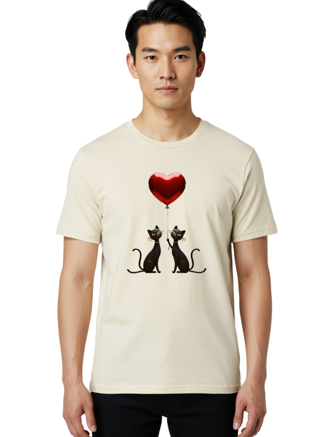 Black-Cats-And-Heart-Balloon Men'S Graphic Tee, 100% Cotton, Comfortable Casual Summer Wear, Machine Washable, Vintage Camera, Old Camera, Antique Camera, Black Camera, Classic Photography, Photography Equipment, Nostalgic Device, Film Camera, Bah594 18