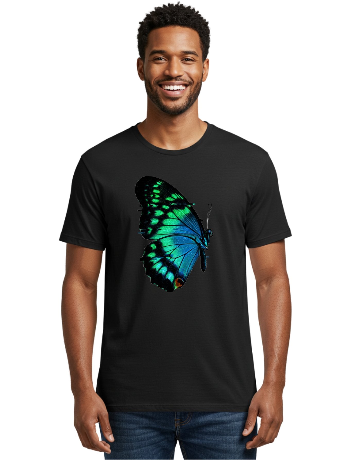 Blue-Butterfly-2 Men'S Graphic Tee, 100% Cotton, Comfortable Casual Summer Wear, Machine Washable, Vintage Camera, Old Camera, Antique Camera, Black Camera, Classic Photography, Photography Equipment, Nostalgic Device, Film Camera, Camera Art Bah597 27