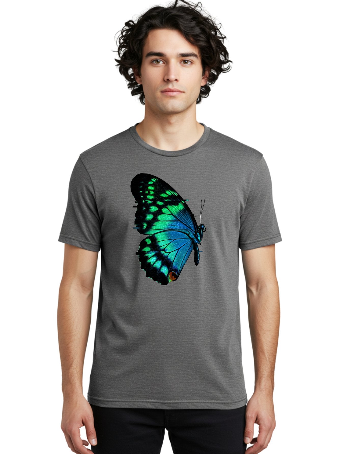 Blue-Butterfly-2 Men'S Graphic Tee, 100% Cotton, Comfortable Casual Summer Wear, Machine Washable, Vintage Camera, Old Camera, Antique Camera, Black Camera, Classic Photography, Photography Equipment, Nostalgic Device, Film Camera, Camera Art Bah597 22