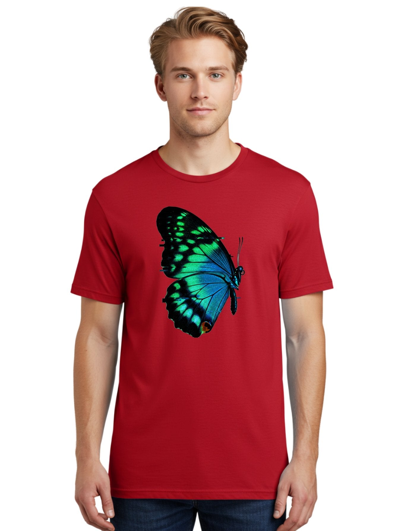 Blue-Butterfly-2 Men'S Graphic Tee, 100% Cotton, Comfortable Casual Summer Wear, Machine Washable, Vintage Camera, Old Camera, Antique Camera, Black Camera, Classic Photography, Photography Equipment, Nostalgic Device, Film Camera, Camera Art Bah597 26