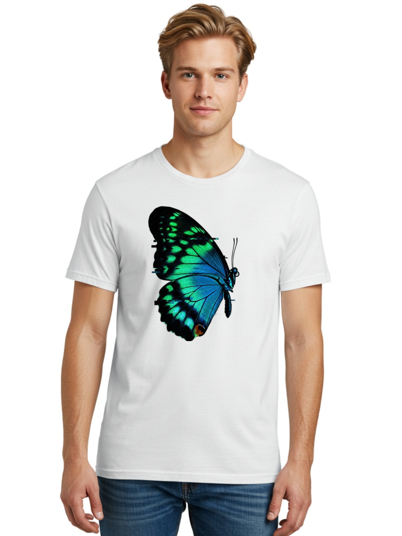 Blue-Butterfly-2 Men'S Graphic Tee, 100% Cotton, Comfortable Casual Summer Wear, Machine Washable, Vintage Camera, Old Camera, Antique Camera, Black Camera, Classic Photography, Photography Equipment, Nostalgic Device, Film Camera, Camera Art Bah597 30