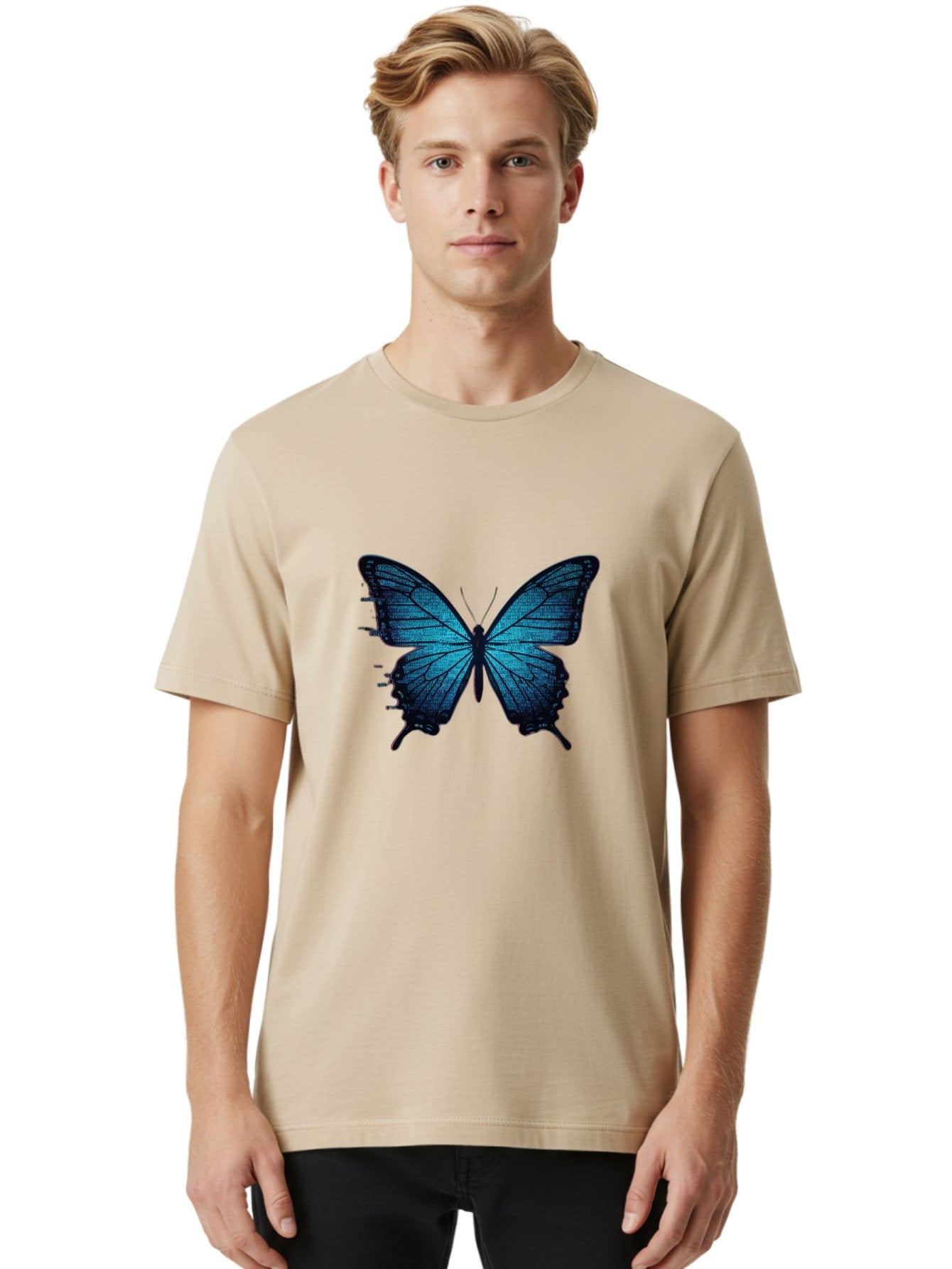 Blue-Butterfly-4 Men'S Graphic Tee, 100% Cotton, Comfortable Casual Summer Wear, Machine Washable, Vintage Camera, Old Camera, Antique Camera, Black Camera, Classic Photography, Photography Equipment, Nostalgic Device, Film Camera, Camera Art Bah599 19