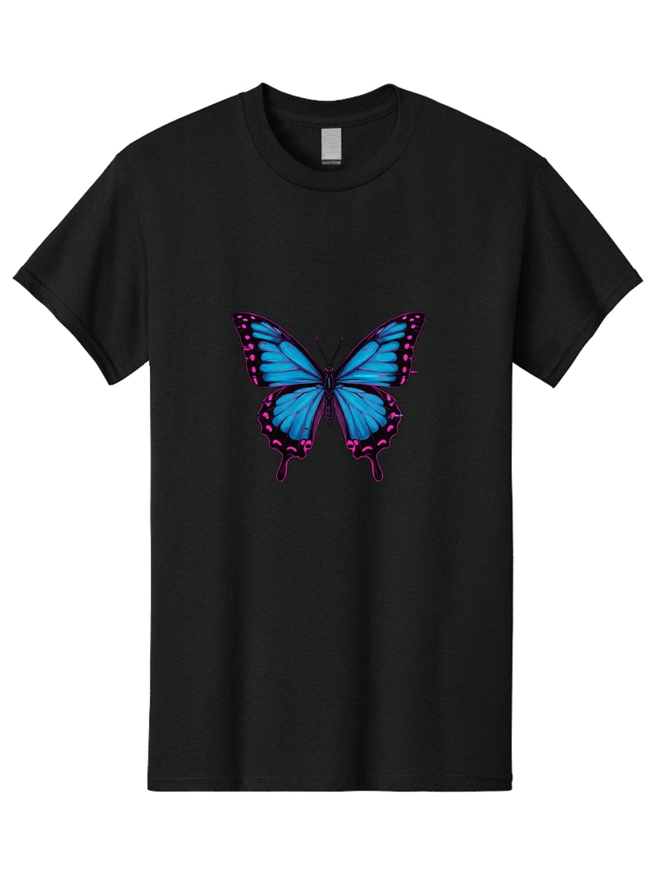 Blue-Butterfly Men'S Graphic Tee, 100% Cotton, Comfortable Casual Summer Wear, Machine Washable, Vintage Camera, Old Camera, Antique Camera, Black Camera, Classic Photography, Photography Equipment, Nostalgic Device, Film Camera, Camera Art Bah600