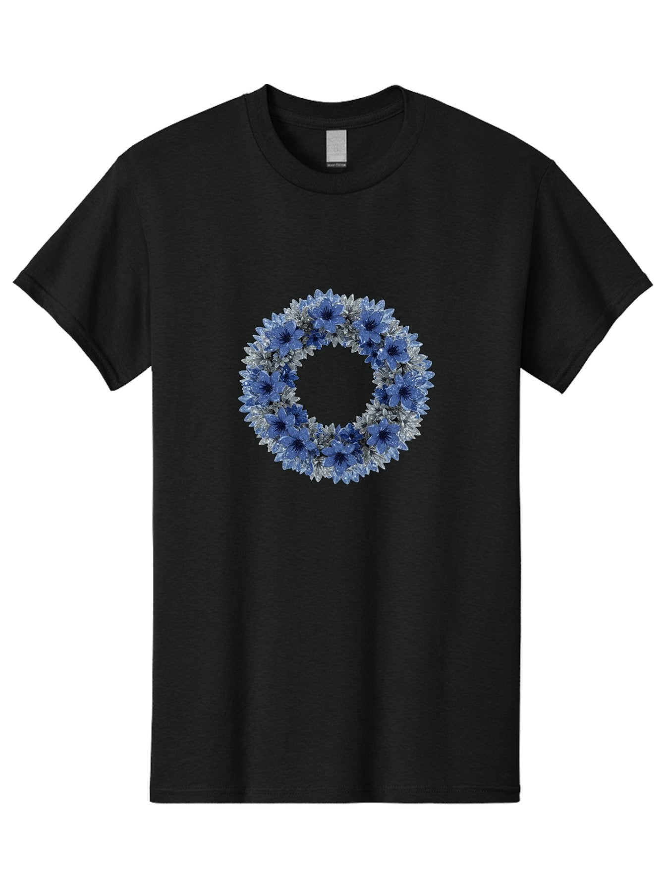 Blue-Flower-Wreath Men'S Graphic Tee, 100% Cotton, Comfortable Casual Summer Wear, Machine Washable, Vintage Camera, Old Camera, Antique Camera, Black Camera, Classic Photography, Photography Equipment, Nostalgic Device, Film Camera, Bah601 10