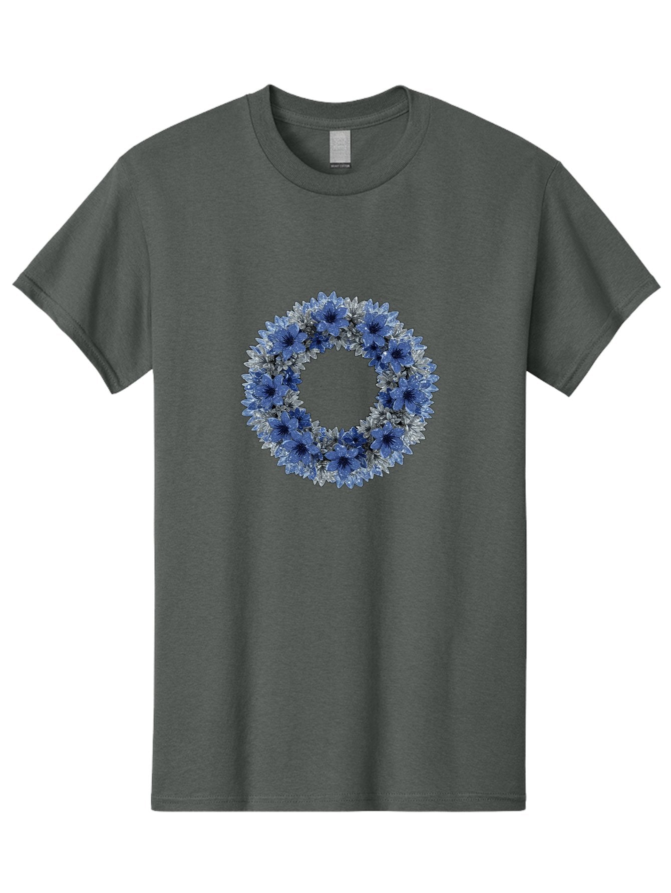 Blue-Flower-Wreath Men'S Graphic Tee, 100% Cotton, Comfortable Casual Summer Wear, Machine Washable, Vintage Camera, Old Camera, Antique Camera, Black Camera, Classic Photography, Photography Equipment, Nostalgic Device, Film Camera, Bah601 8