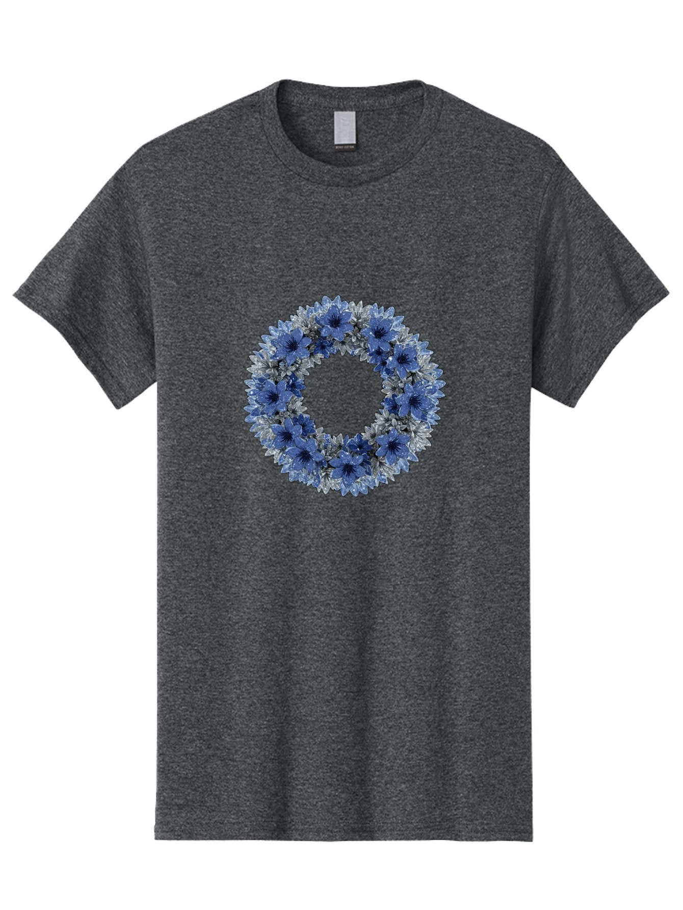 Blue-Flower-Wreath Men'S Graphic Tee, 100% Cotton, Comfortable Casual Summer Wear, Machine Washable, Vintage Camera, Old Camera, Antique Camera, Black Camera, Classic Photography, Photography Equipment, Nostalgic Device, Film Camera, Bah601