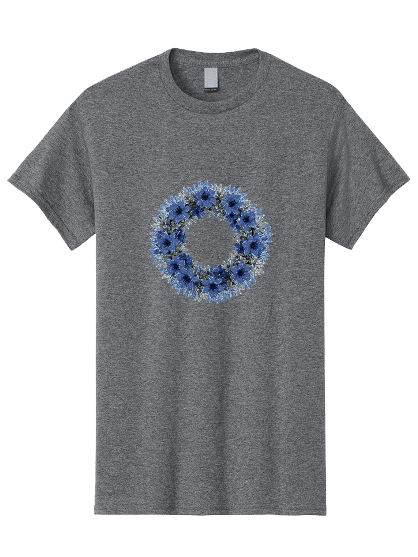 Blue-Flower-Wreath Men'S Graphic Tee, 100% Cotton, Comfortable Casual Summer Wear, Machine Washable, Vintage Camera, Old Camera, Antique Camera, Black Camera, Classic Photography, Photography Equipment, Nostalgic Device, Film Camera, Bah601