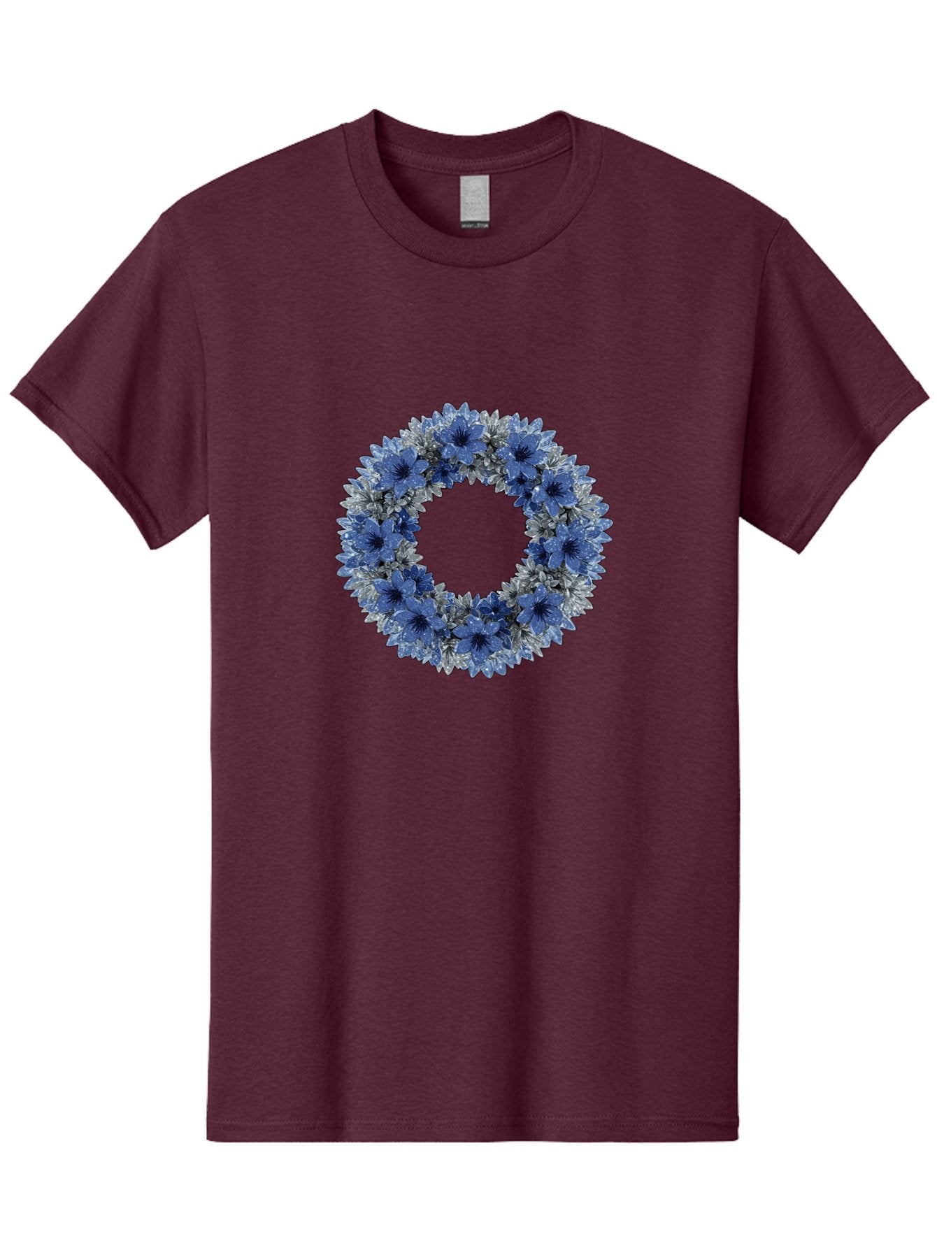 Blue-Flower-Wreath Men'S Graphic Tee, 100% Cotton, Comfortable Casual Summer Wear, Machine Washable, Vintage Camera, Old Camera, Antique Camera, Black Camera, Classic Photography, Photography Equipment, Nostalgic Device, Film Camera, Bah601 3
