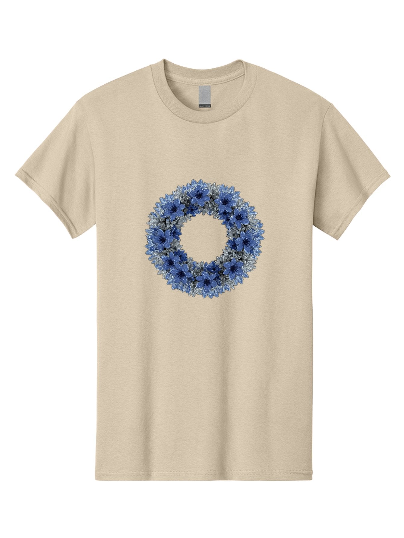 Blue-Flower-Wreath Men'S Graphic Tee, 100% Cotton, Comfortable Casual Summer Wear, Machine Washable, Vintage Camera, Old Camera, Antique Camera, Black Camera, Classic Photography, Photography Equipment, Nostalgic Device, Film Camera, Bah601