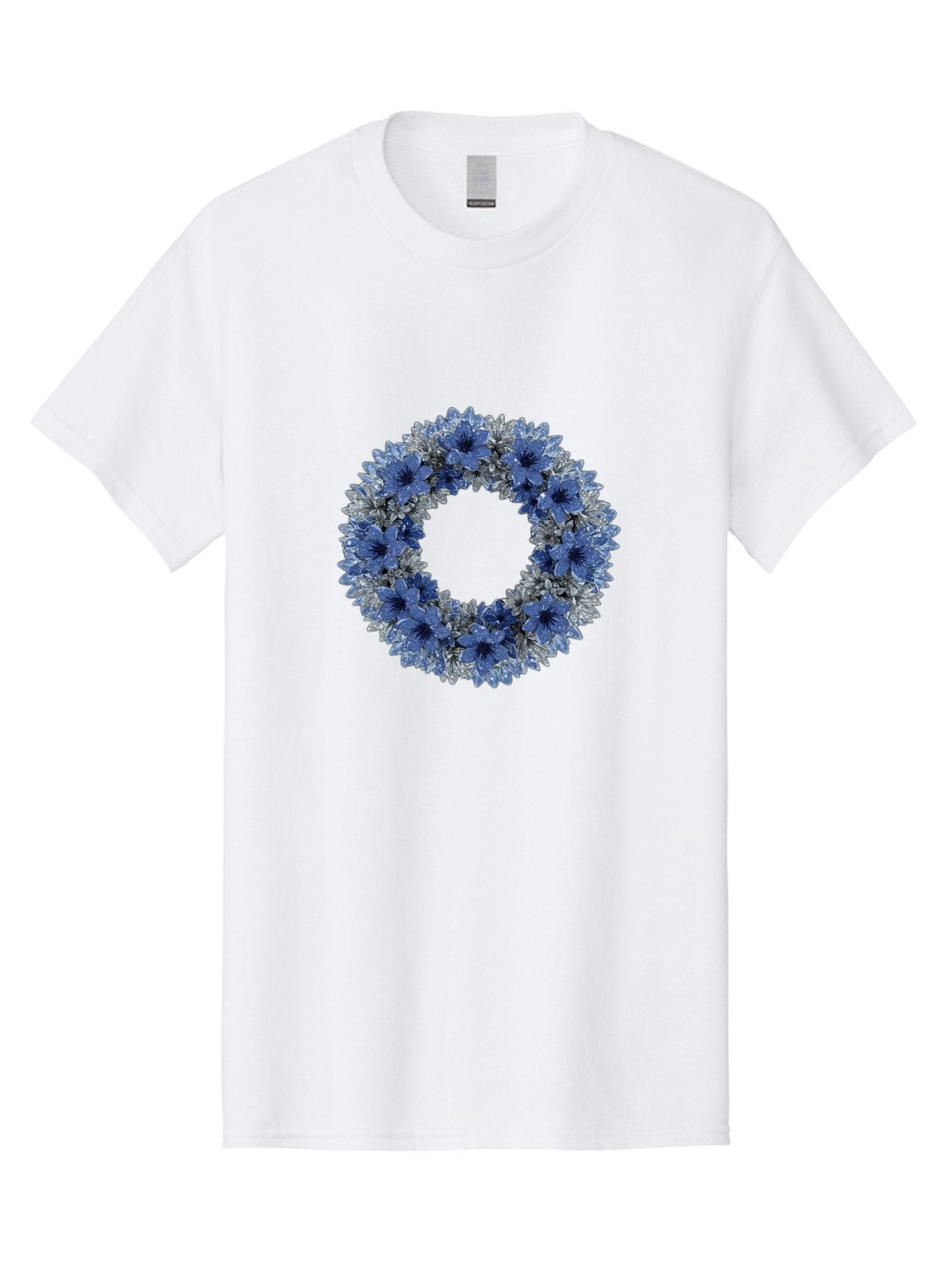 Blue-Flower-Wreath Men'S Graphic Tee, 100% Cotton, Comfortable Casual Summer Wear, Machine Washable, Vintage Camera, Old Camera, Antique Camera, Black Camera, Classic Photography, Photography Equipment, Nostalgic Device, Film Camera, Bah601 12