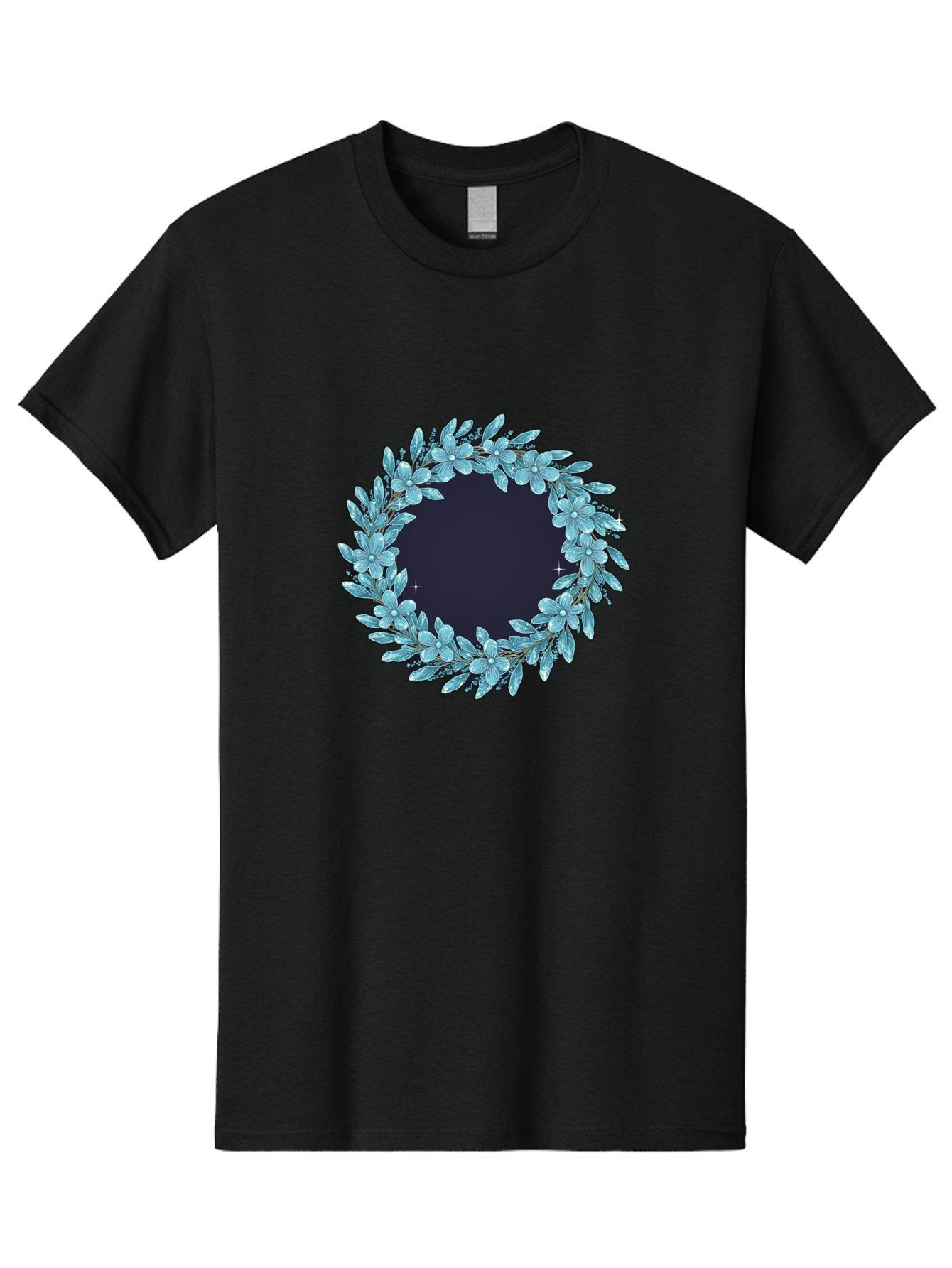 Blue-Flowers-Wreath Men'S Graphic Tee, 100% Cotton, Comfortable Casual Summer Wear, Machine Washable, Vintage Camera, Old Camera, Antique Camera, Black Camera, Classic Photography, Photography Equipment, Nostalgic Device, Film Camera, Bah602 8