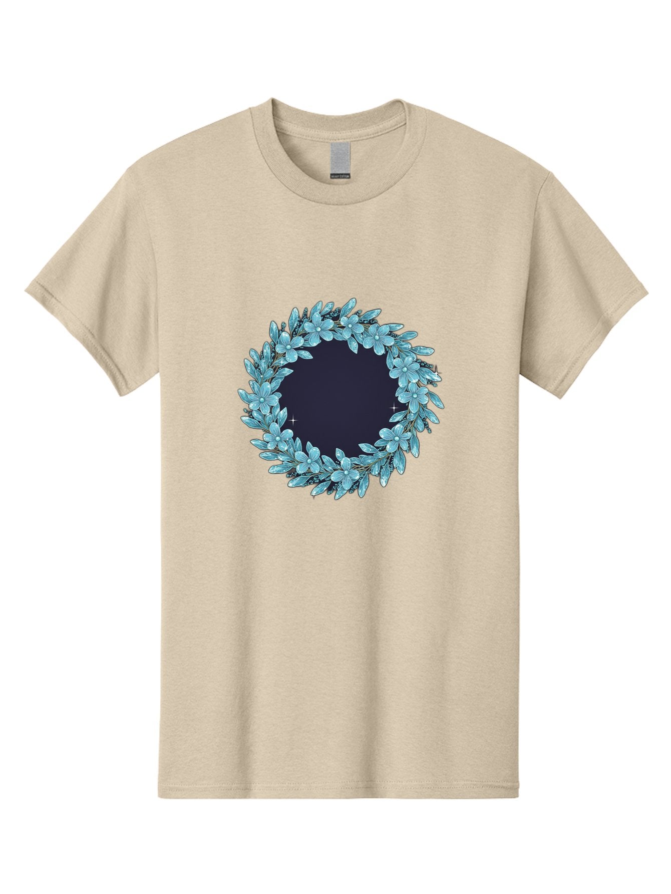 Blue-Flowers-Wreath Men'S Graphic Tee, 100% Cotton, Comfortable Casual Summer Wear, Machine Washable, Vintage Camera, Old Camera, Antique Camera, Black Camera, Classic Photography, Photography Equipment, Nostalgic Device, Film Camera, Bah602 5