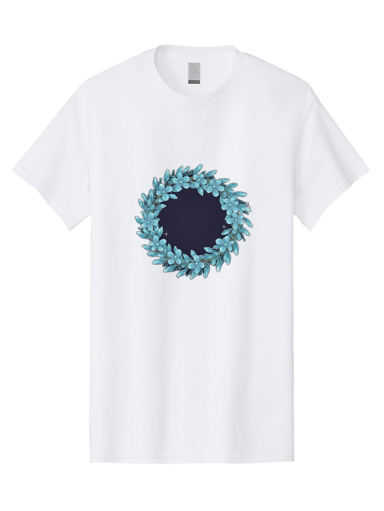 Blue-Flowers-Wreath Men'S Graphic Tee, 100% Cotton, Comfortable Casual Summer Wear, Machine Washable, Vintage Camera, Old Camera, Antique Camera, Black Camera, Classic Photography, Photography Equipment, Nostalgic Device, Film Camera, Bah602 6