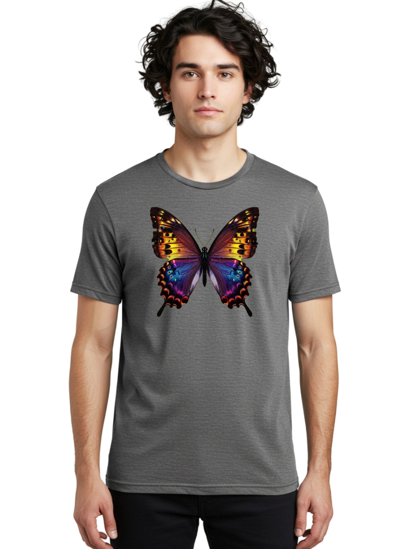 Blue-Morpho-Butterfly Men'S Graphic Tee, 100% Cotton, Comfortable Casual Summer Wear, Machine Washable, Vintage Camera, Old Camera, Antique Camera, Black Camera, Classic Photography, Photography Equipment, Nostalgic Device, Film Camera, Bah603 28