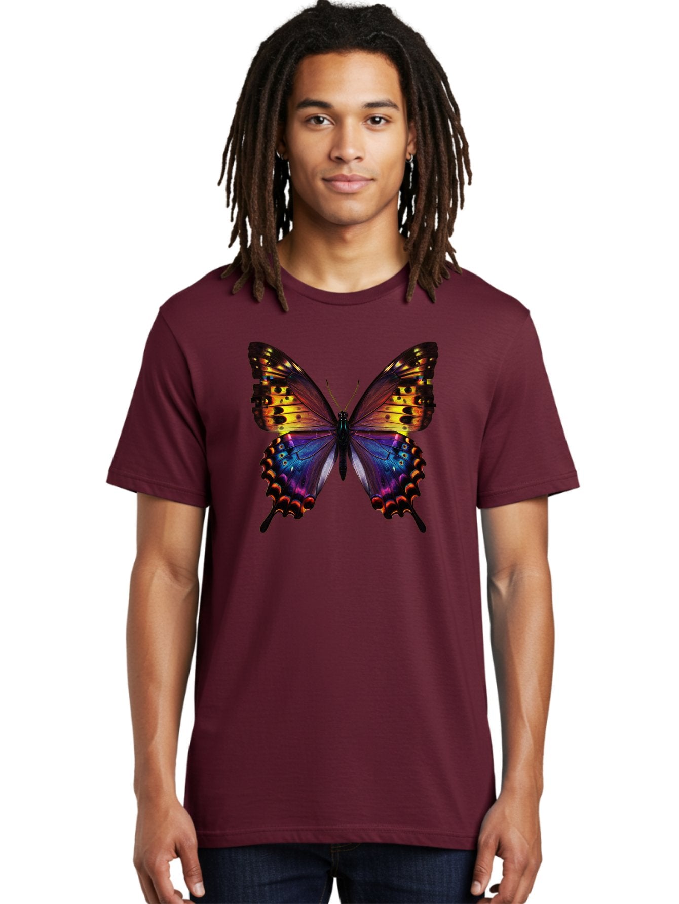 Blue-Morpho-Butterfly Men'S Graphic Tee, 100% Cotton, Comfortable Casual Summer Wear, Machine Washable, Vintage Camera, Old Camera, Antique Camera, Black Camera, Classic Photography, Photography Equipment, Nostalgic Device, Film Camera, Bah603 16