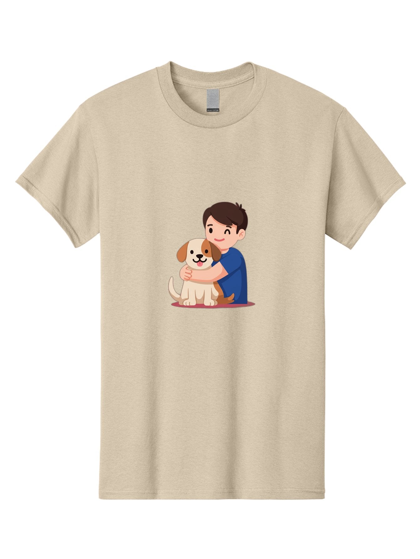 Boy-Hugging-Dog-2 Men'S Graphic Tee, 100% Cotton, Comfortable Casual Summer Wear, Machine Washable, Vintage Camera, Old Camera, Antique Camera, Black Camera, Classic Photography, Photography Equipment, Nostalgic Device, Film Camera, Camera Art Bah605