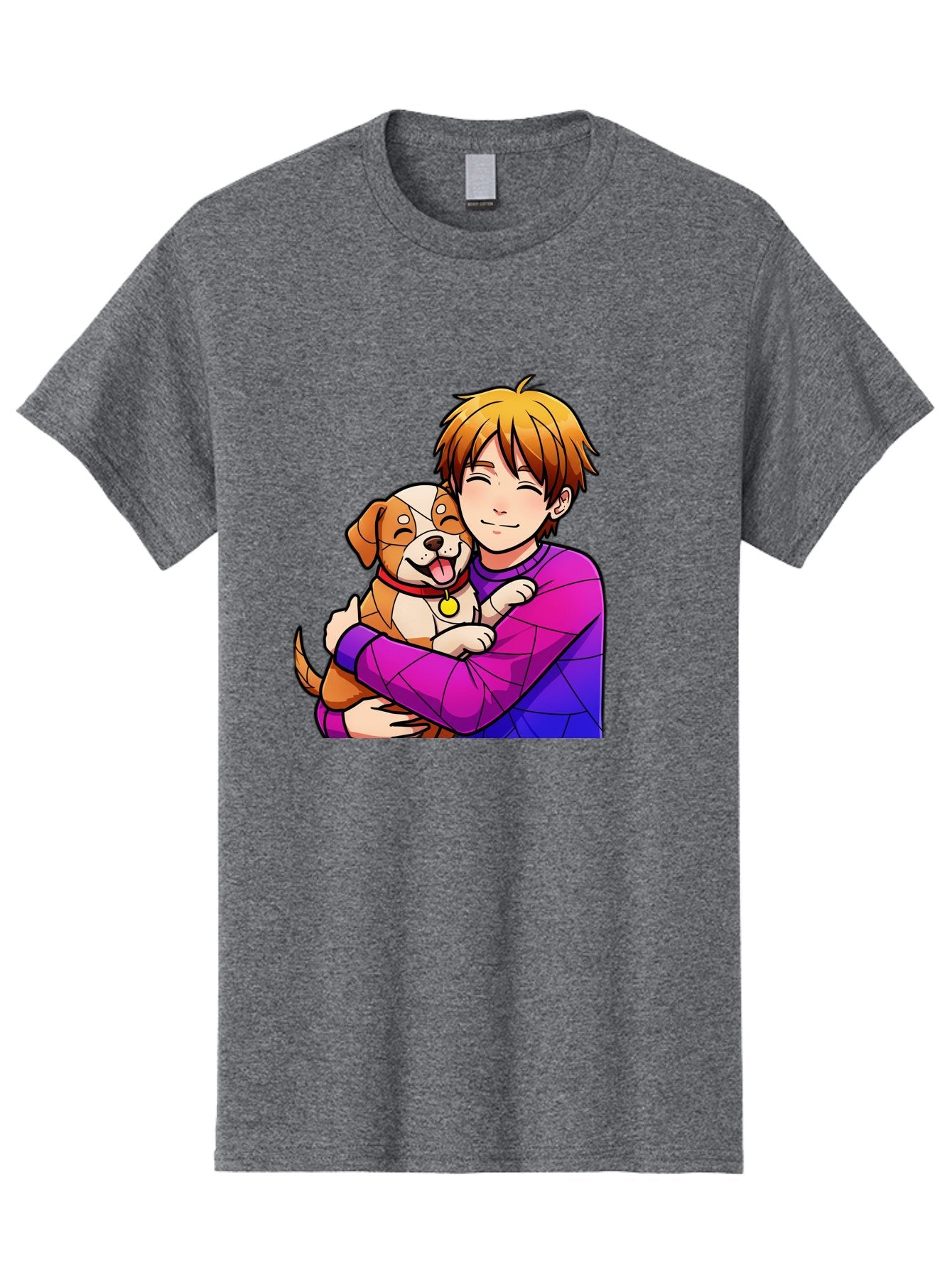 Boy-Hugging-Dog Men'S Graphic Tee, 100% Cotton, Comfortable Casual Summer Wear, Machine Washable, Vintage Camera, Old Camera, Antique Camera, Black Camera, Classic Photography, Photography Equipment, Nostalgic Device, Film Camera, Camera Art Bah607