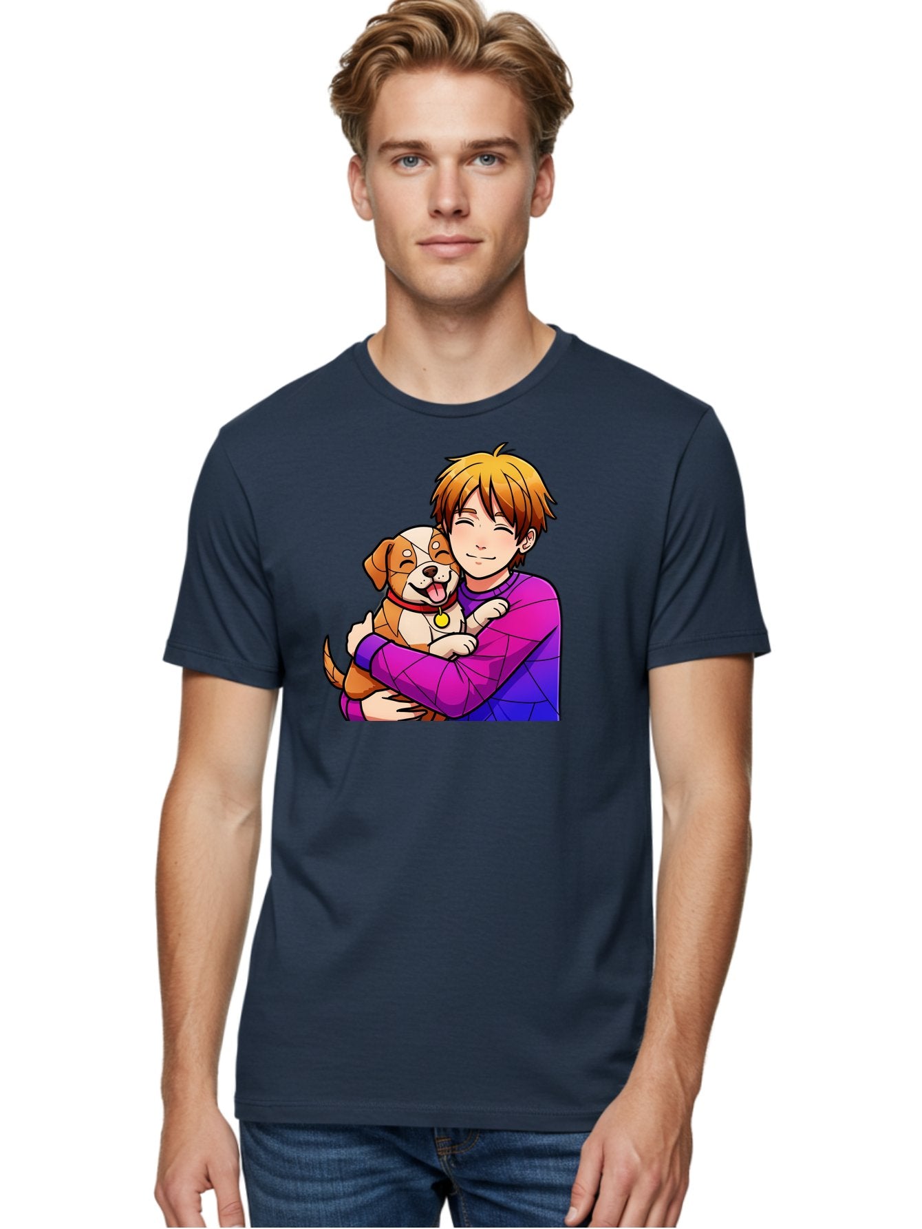 Boy-Hugging-Dog Men'S Graphic Tee, 100% Cotton, Comfortable Casual Summer Wear, Machine Washable, Vintage Camera, Old Camera, Antique Camera, Black Camera, Classic Photography, Photography Equipment, Nostalgic Device, Film Camera, Camera Art Bah607 23