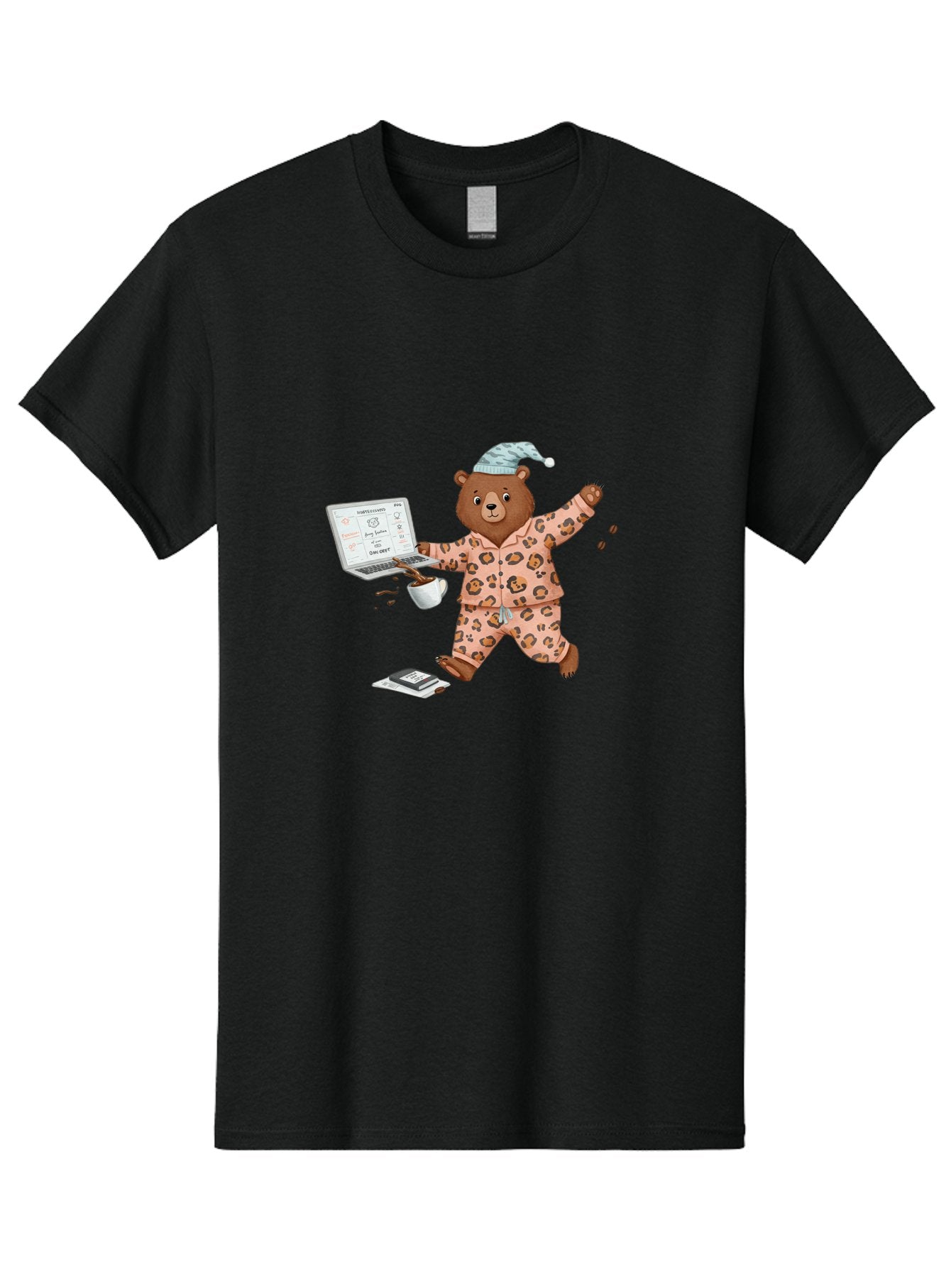 Brown-Bear-Pajamas-Laptop-Coffee Men'S Graphic Tee, 100% Cotton, Comfortable Casual Summer Wear, Machine Washable, Vintage Camera, Old Camera, Antique Camera, Black Camera, Classic Photography, Photography Equipment, Nostalgic Device, Bah611 9