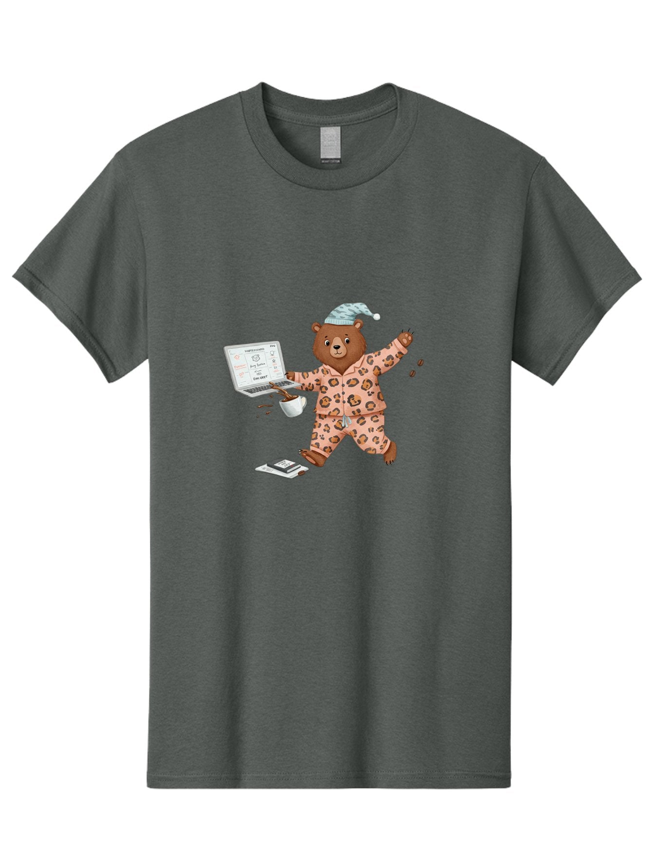 Brown-Bear-Pajamas-Laptop-Coffee Men'S Graphic Tee, 100% Cotton, Comfortable Casual Summer Wear, Machine Washable, Vintage Camera, Old Camera, Antique Camera, Black Camera, Classic Photography, Photography Equipment, Nostalgic Device, Bah611 7