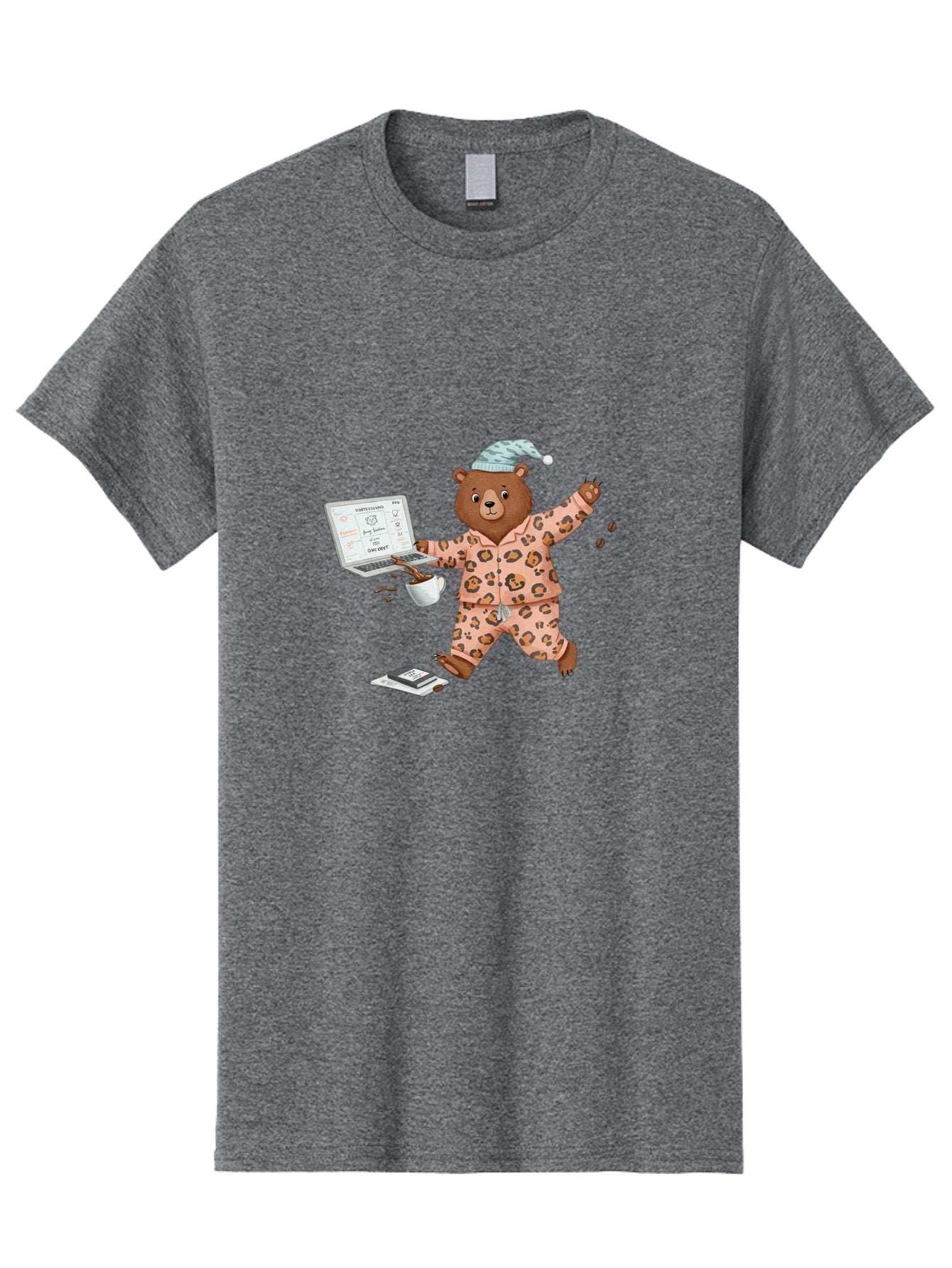 Brown-Bear-Pajamas-Laptop-Coffee Men'S Graphic Tee, 100% Cotton, Comfortable Casual Summer Wear, Machine Washable, Vintage Camera, Old Camera, Antique Camera, Black Camera, Classic Photography, Photography Equipment, Nostalgic Device, Bah611 5