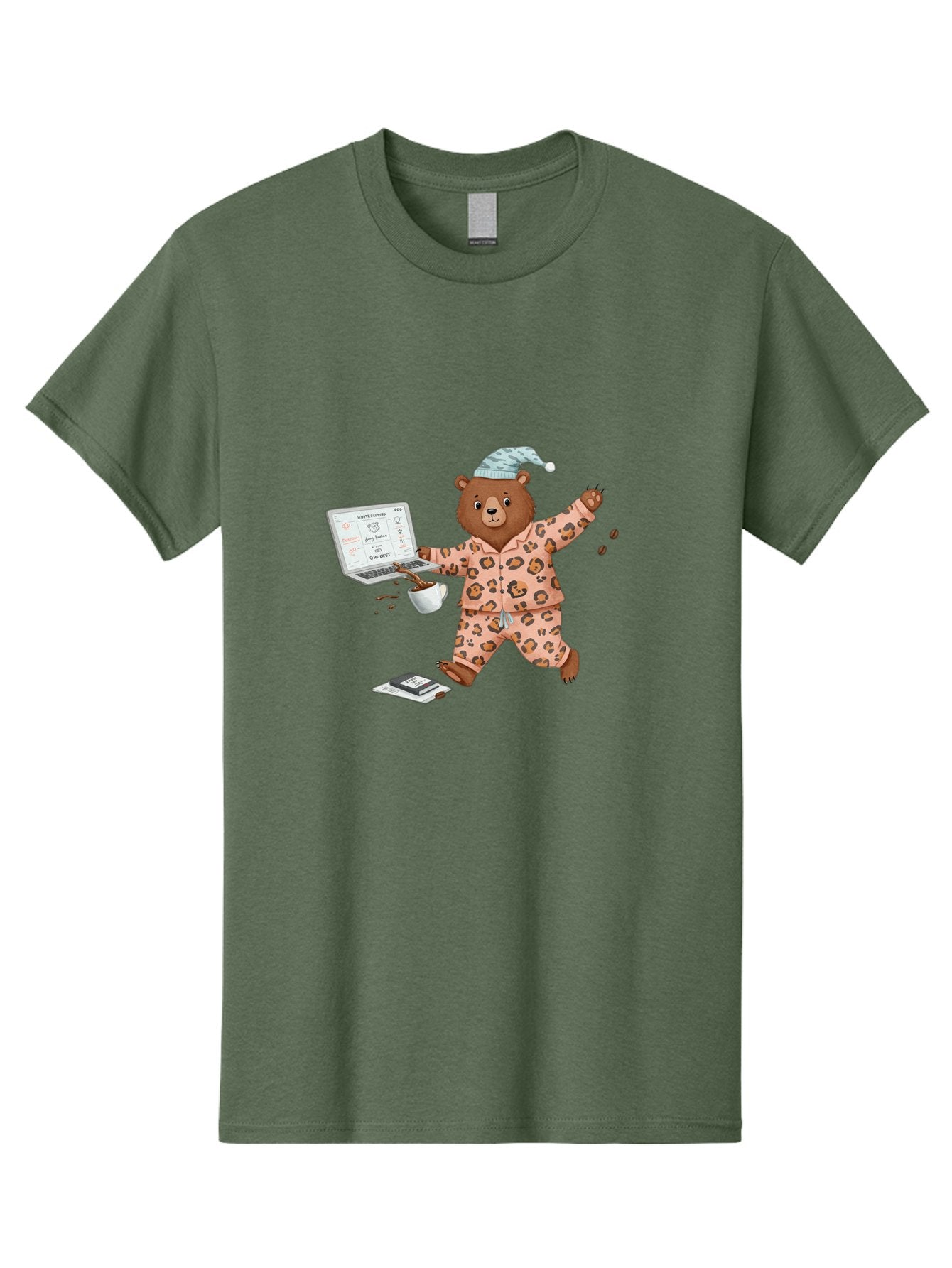 Brown-Bear-Pajamas-Laptop-Coffee Men'S Graphic Tee, 100% Cotton, Comfortable Casual Summer Wear, Machine Washable, Vintage Camera, Old Camera, Antique Camera, Black Camera, Classic Photography, Photography Equipment, Nostalgic Device, Bah611 4
