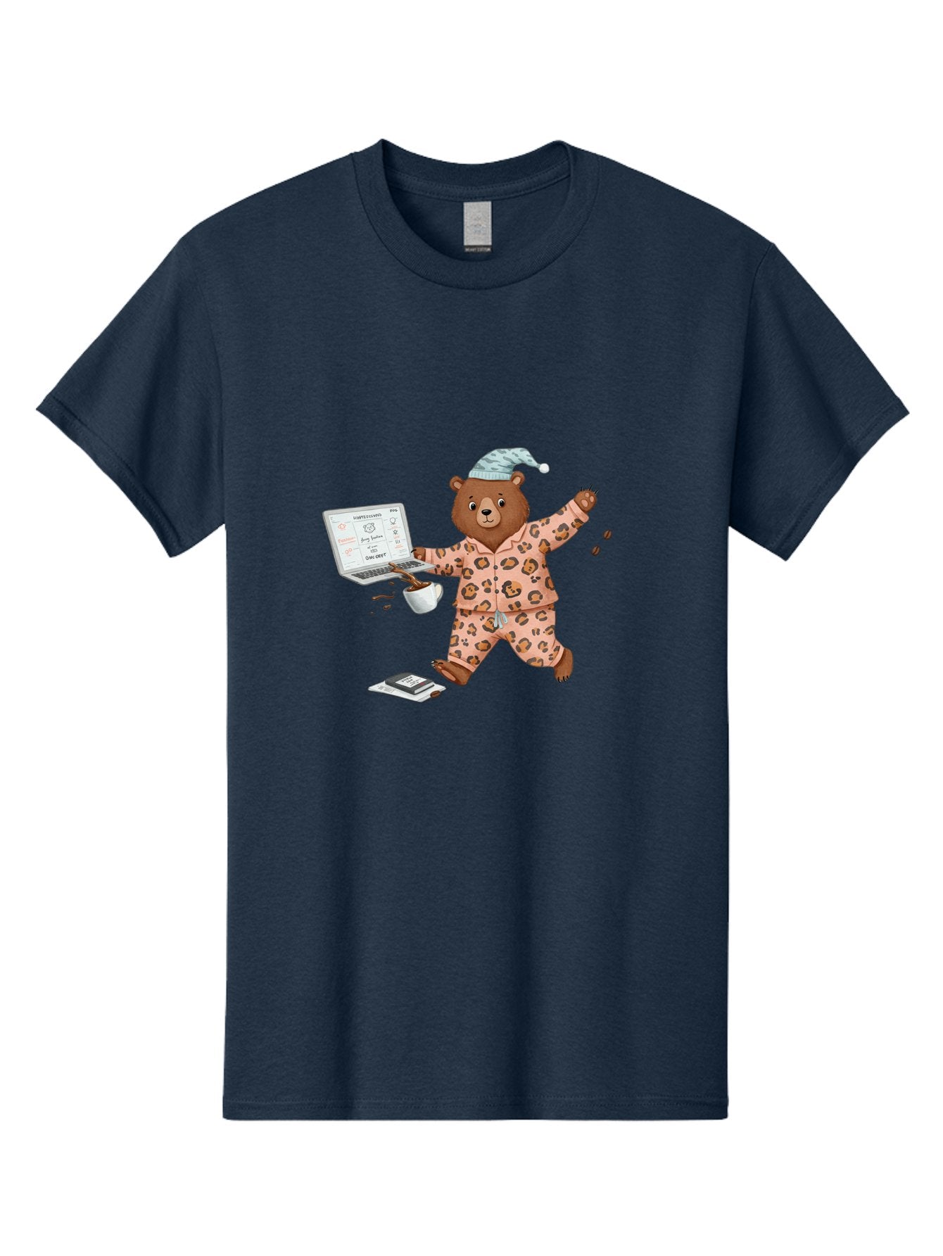 Brown-Bear-Pajamas-Laptop-Coffee Men'S Graphic Tee, 100% Cotton, Comfortable Casual Summer Wear, Machine Washable, Vintage Camera, Old Camera, Antique Camera, Black Camera, Classic Photography, Photography Equipment, Nostalgic Device, Bah611 3