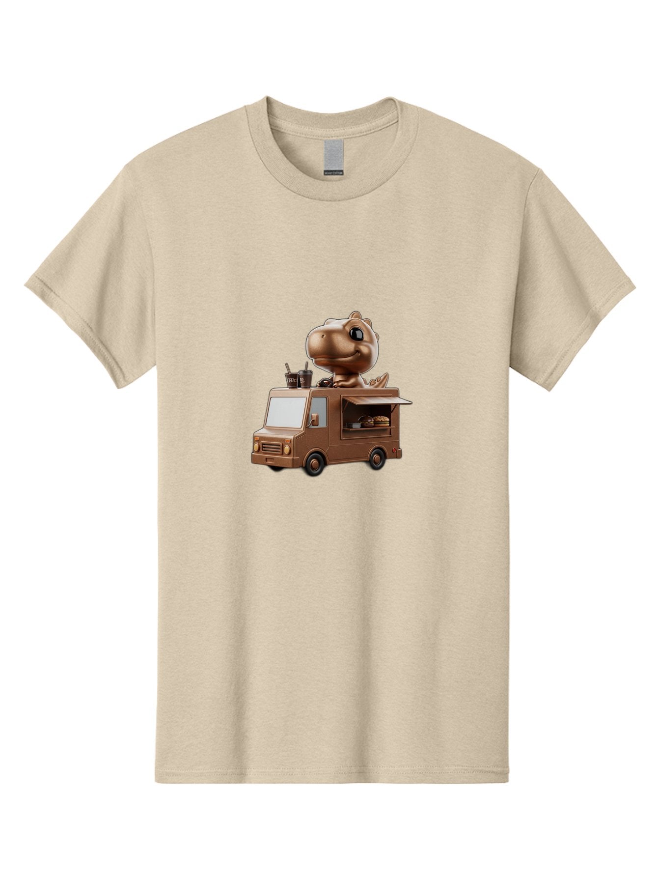 Brown-Dinosaur-Food-Truck Men'S Graphic Tee, 100% Cotton, Comfortable Casual Summer Wear, Machine Washable, Vintage Camera, Old Camera, Antique Camera, Black Camera, Classic Photography, Photography Equipment, Nostalgic Device, Film Camera, Bah613 3