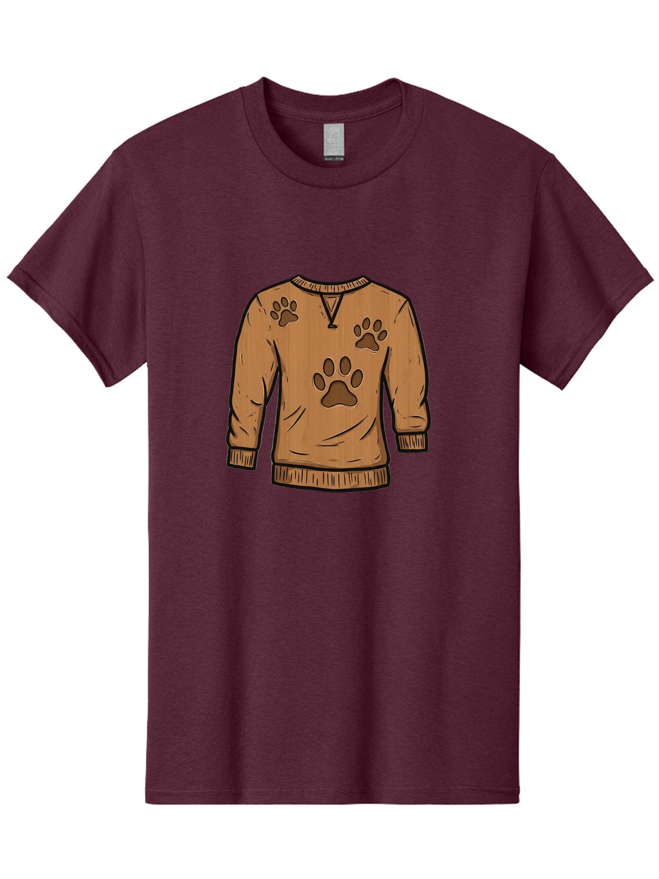 Brown-Sweater-With-Paw-Prints Men'S Graphic Tee, 100% Cotton, Comfortable Casual Summer Wear, Machine Washable, Vintage Camera, Old Camera, Antique Camera, Black Camera, Classic Photography, Photography Equipment, Nostalgic Device, Bah614 4