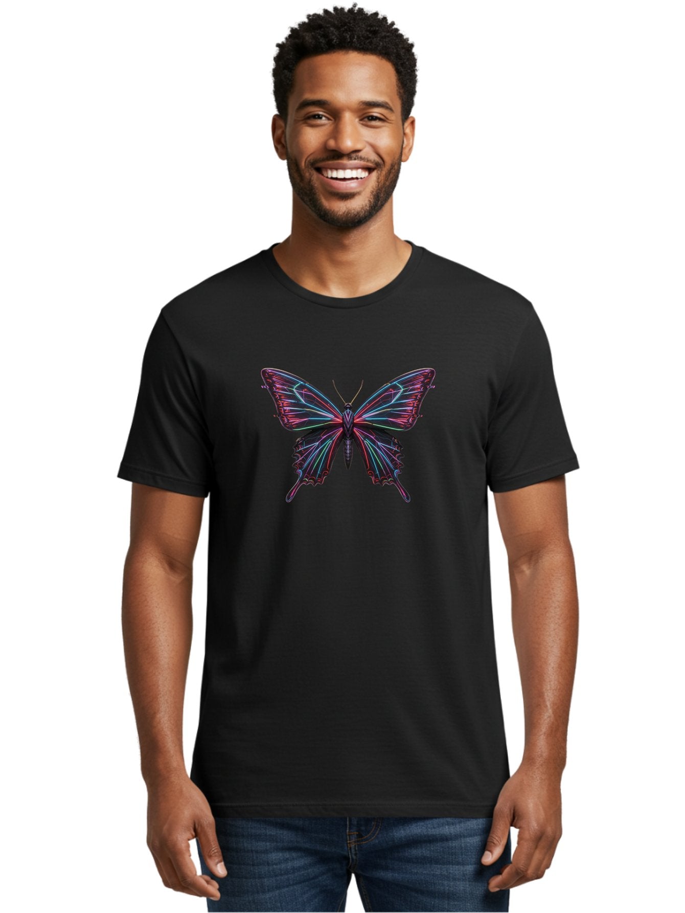 Butterfly-18 Men'S Graphic Tee, 100% Cotton, Comfortable Casual Summer Wear, Machine Washable, Vintage Camera, Old Camera, Antique Camera, Black Camera, Classic Photography, Photography Equipment, Nostalgic Device, Film Camera, Camera Art Bah650 24