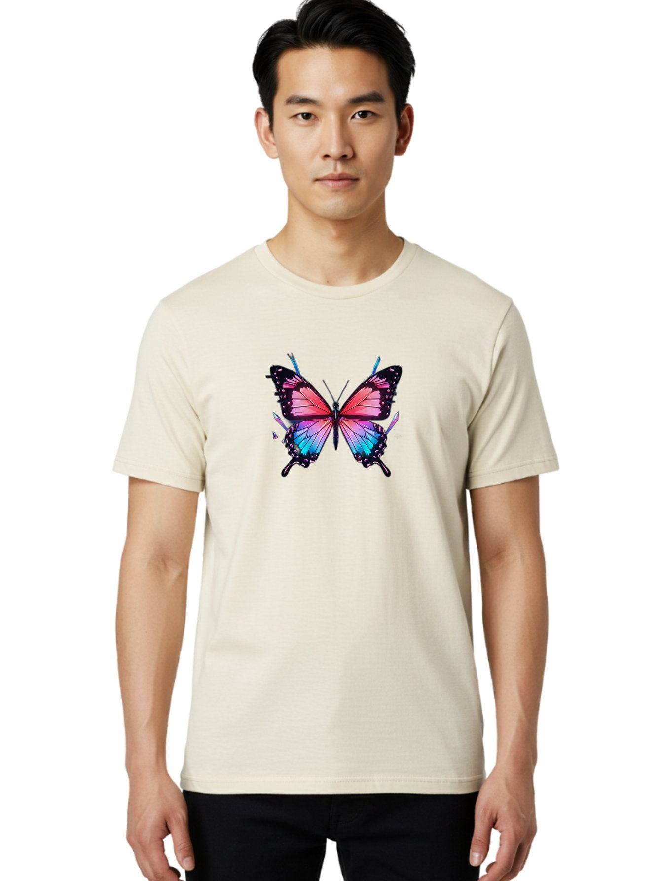 Butterfly-27 Men'S Graphic Tee, 100% Cotton, Comfortable Casual Summer Wear, Machine Washable, Vintage Camera, Old Camera, Antique Camera, Black Camera, Classic Photography, Photography Equipment, Nostalgic Device, Film Camera, Camera Art Bah660 25