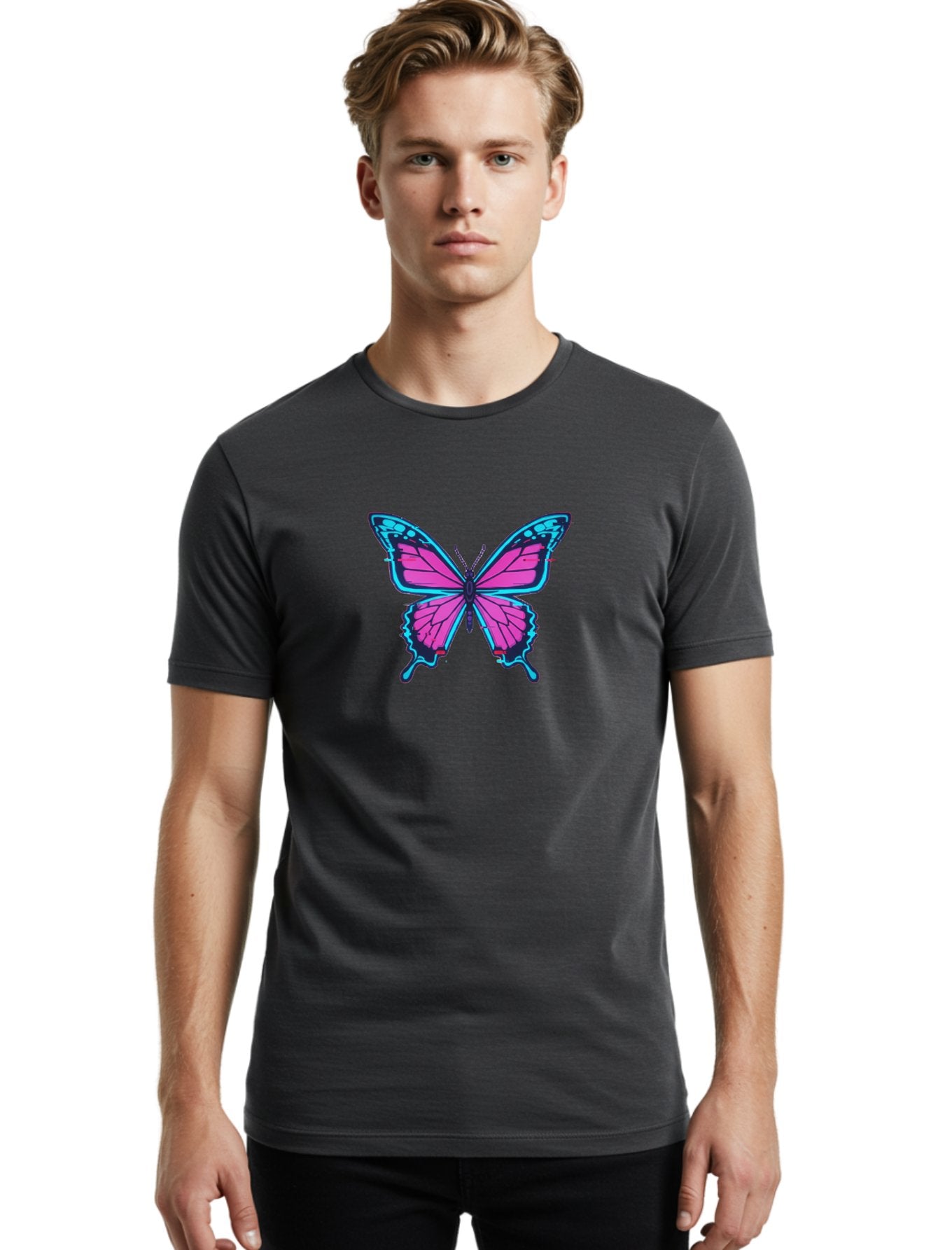 Butterfly-3 Men'S Graphic Tee, 100% Cotton, Comfortable Casual Summer Wear, Machine Washable, Vintage Camera, Old Camera, Antique Camera, Black Camera, Classic Photography, Photography Equipment, Nostalgic Device, Film Camera, Camera Art Bah663 17